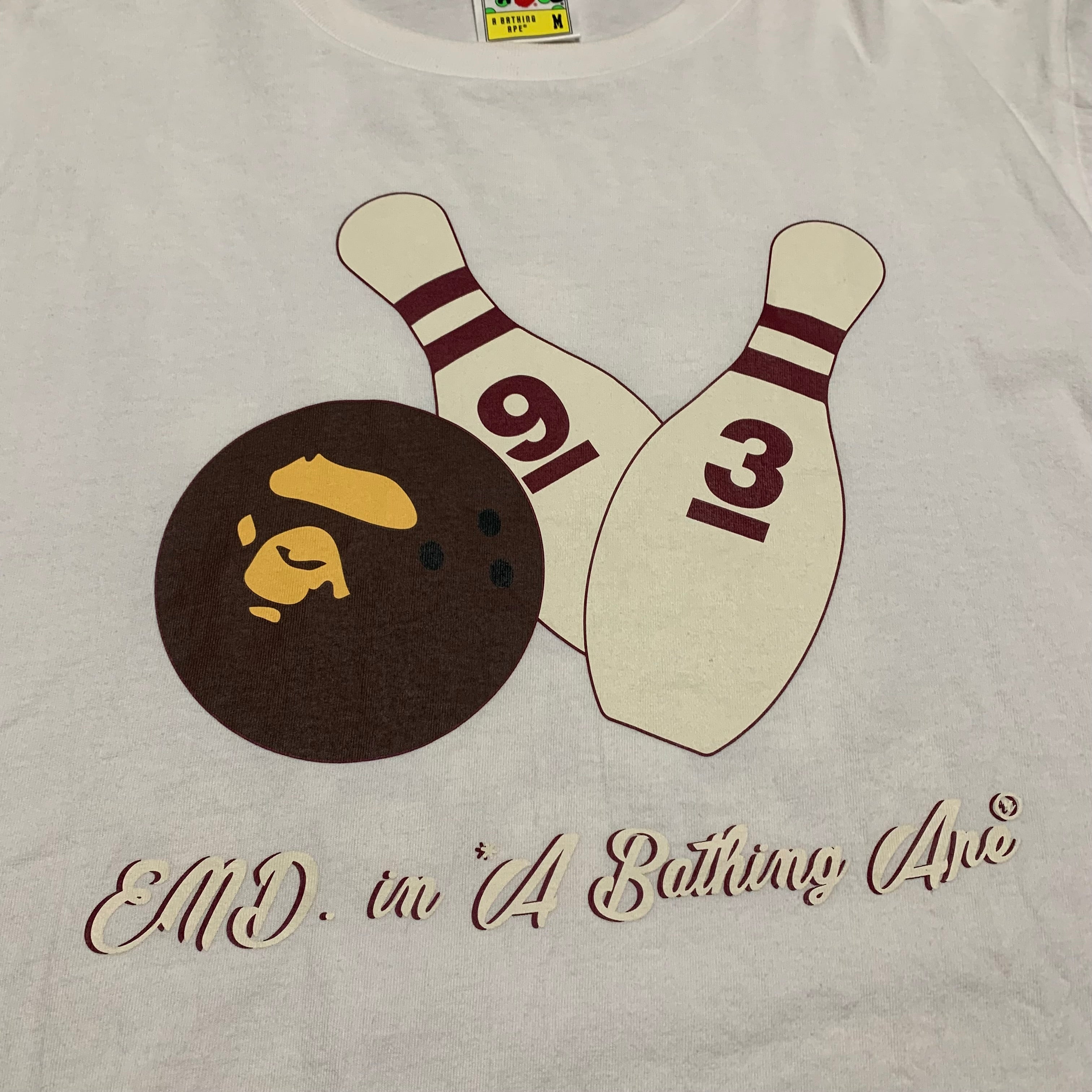 Bape Medium END Bowling White Tee A Bathing Ape