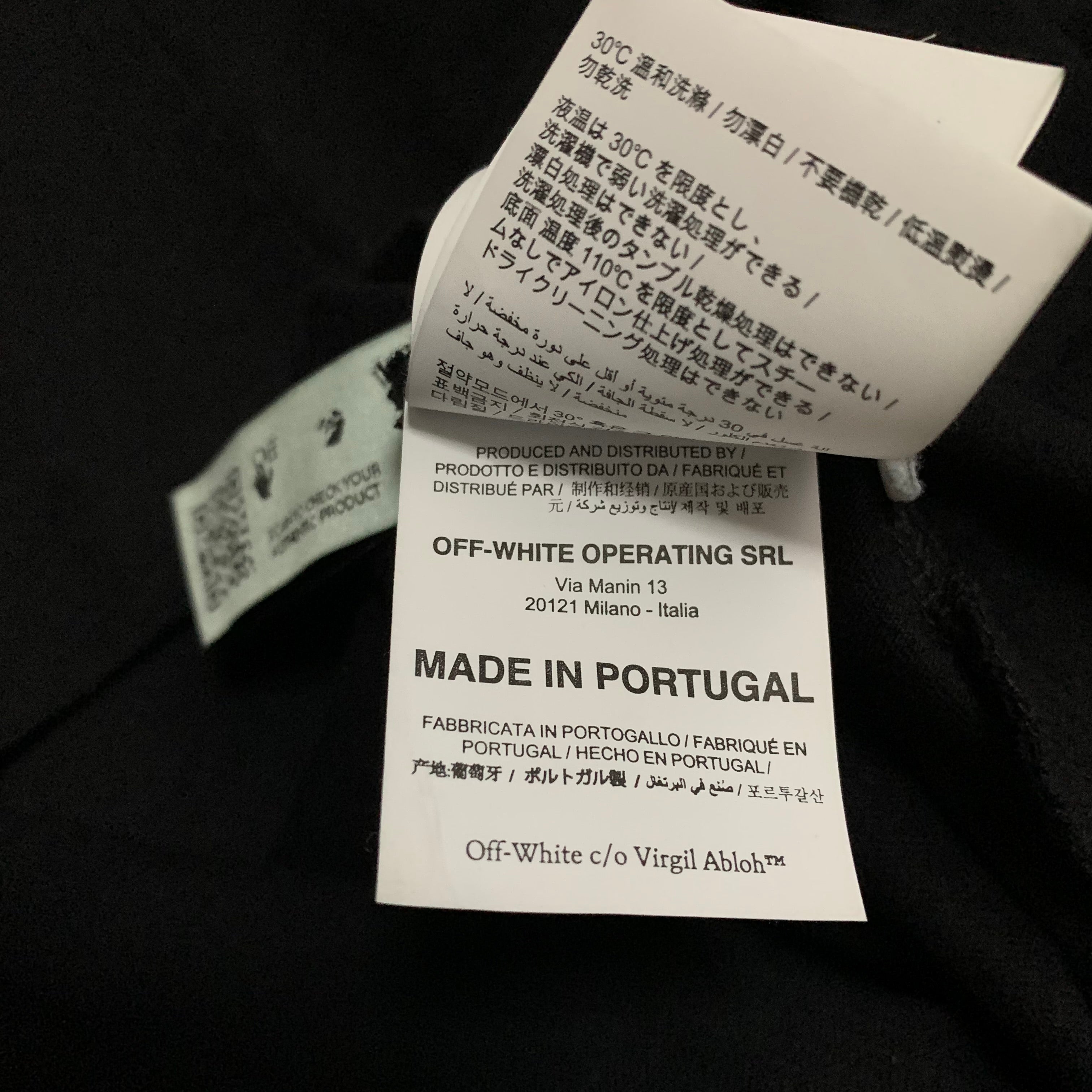 Off White Small Pascal Arrows Black Tee Virgil Abloh Skeleton (OMAA027F20FAB017)