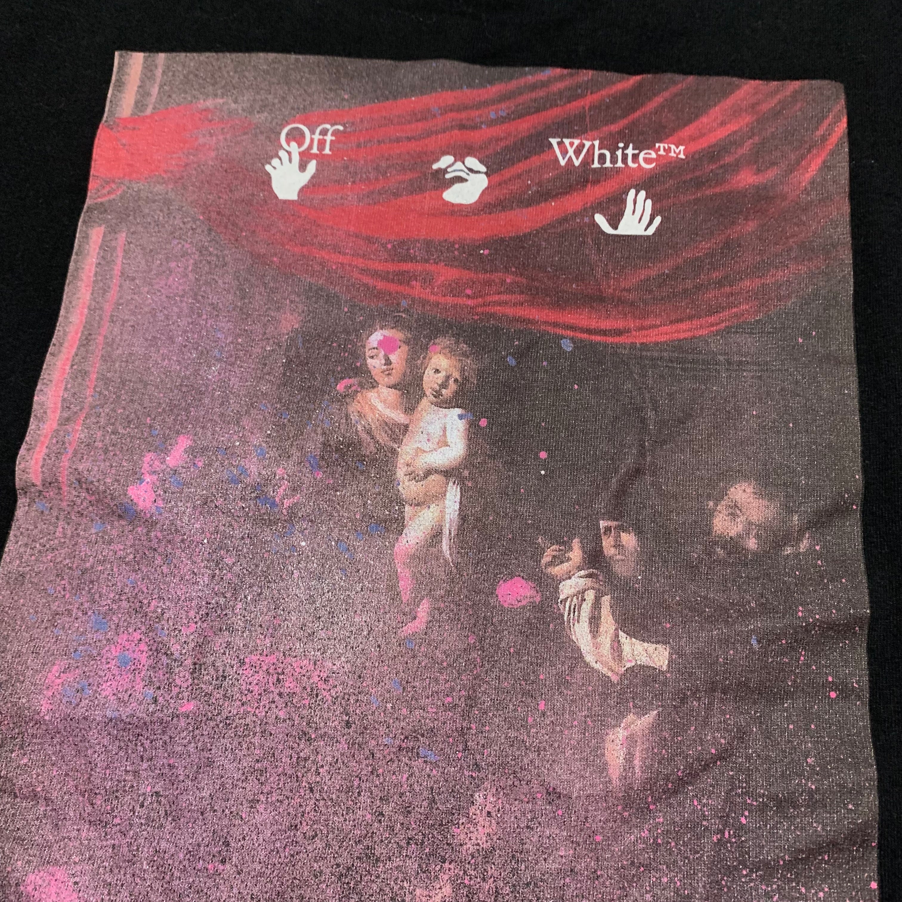 Off White Small Caravaggio Arrows Black Tee Virgil Abloh Sprayed Graffiti