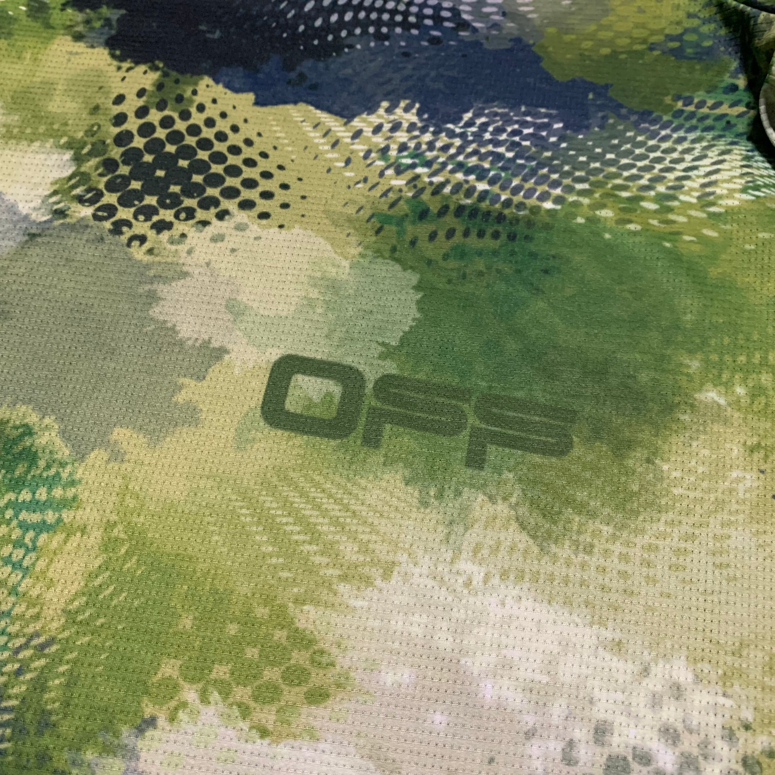 Off White XL Active Camo Logo Green Yellow Tee Virgil Abloh