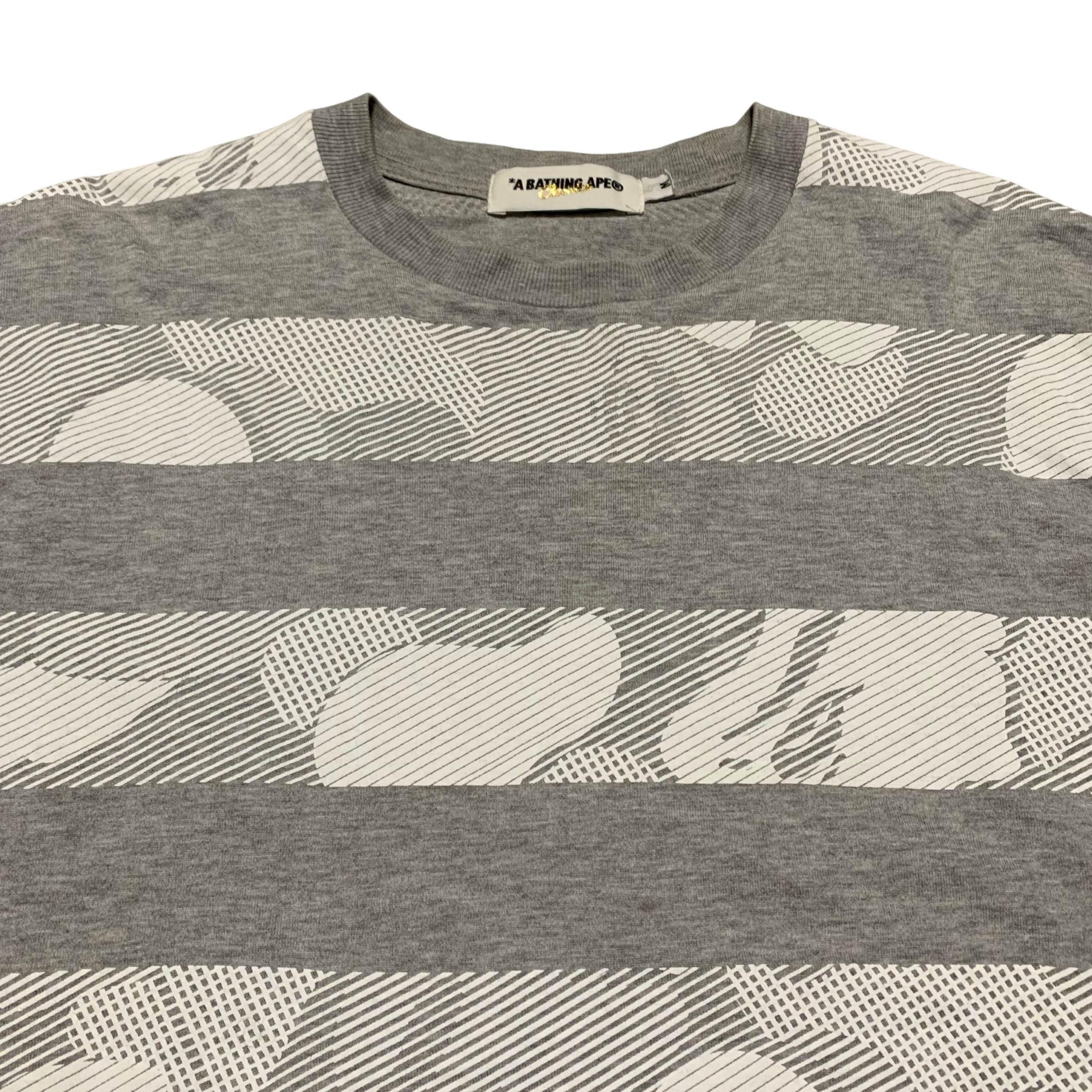 Bape Medium Camo Stripe Grey Tee A Bathing Ape Vintage 90s