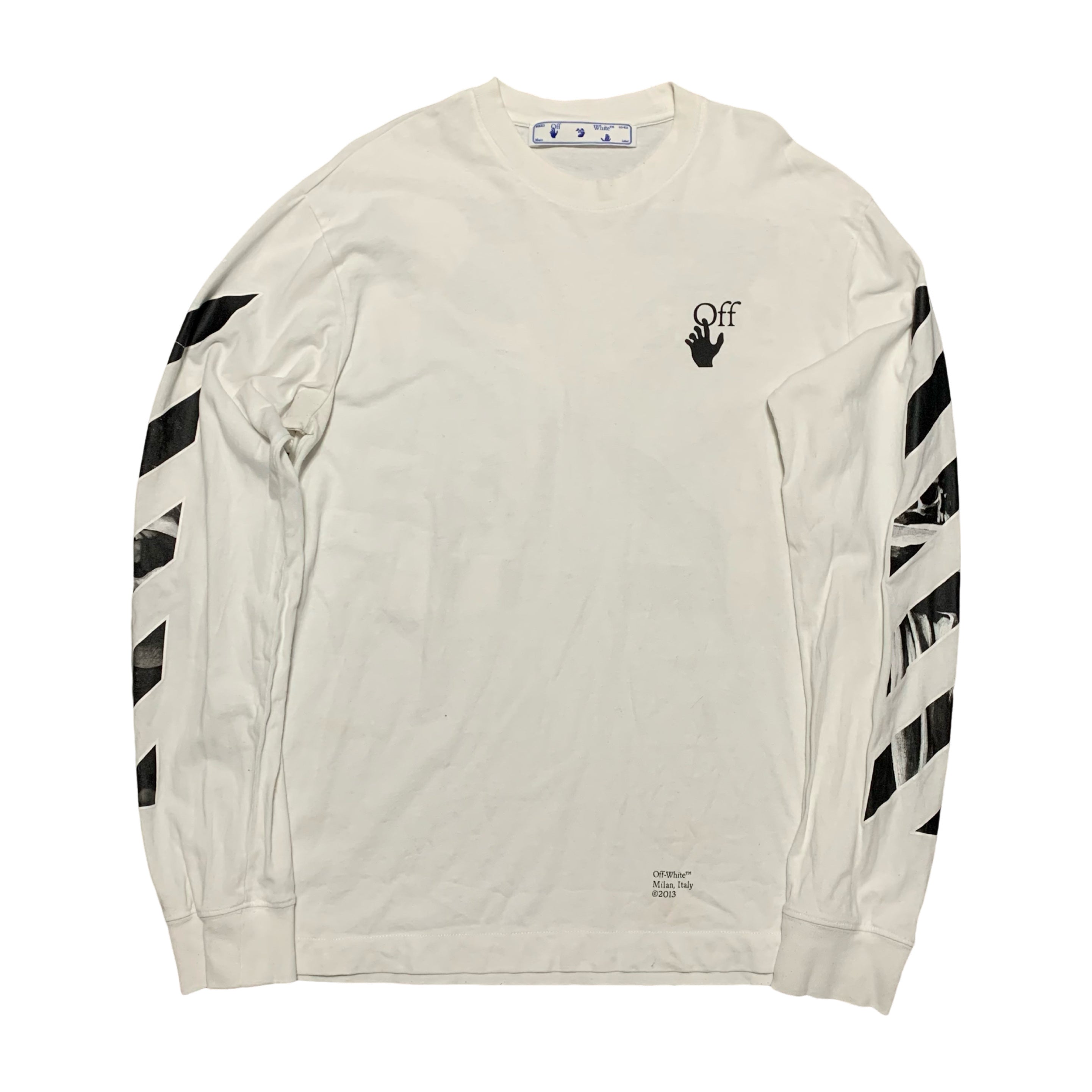 Off White Medium Caravaggio Arrows White Tee Long Sleeve Virgil Abloh