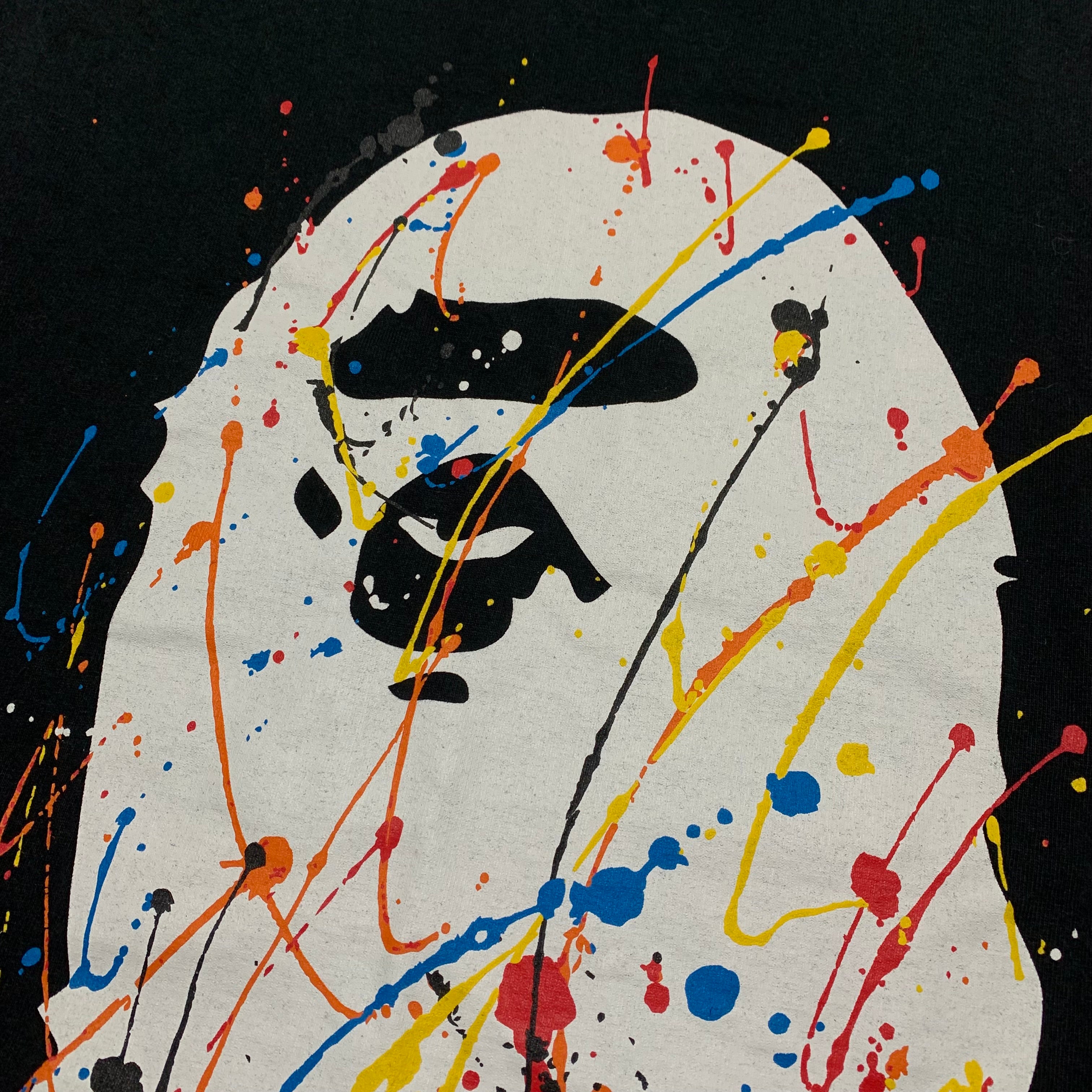 Bape Medium Paint Spatter Ape Head Black Tee A Bathing Ape