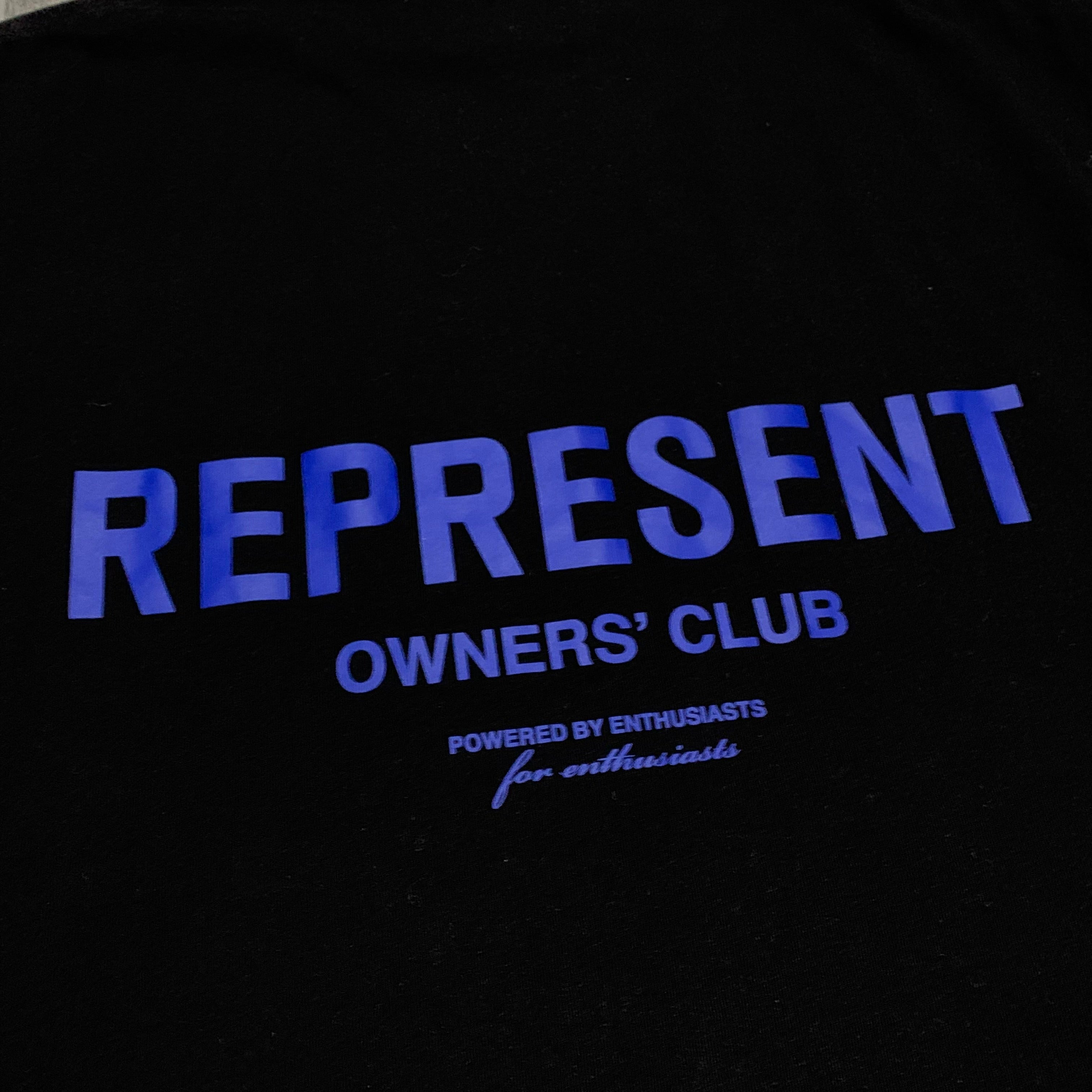 Represent XS Owners Club Jet Black Tee Blue Graphic