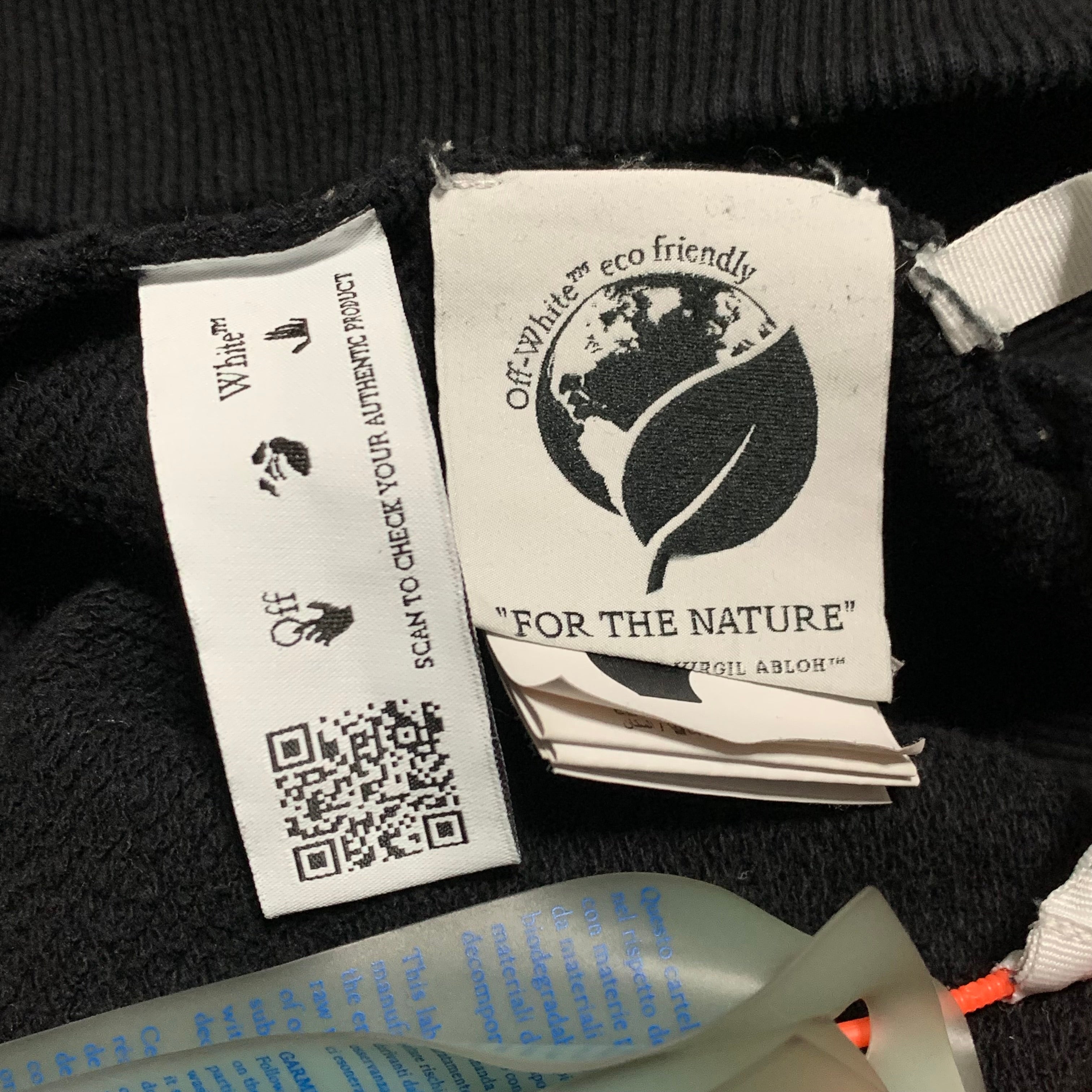Off White XS Black Sweatshirt Crewneck Off Logo Short Vigil Abloh