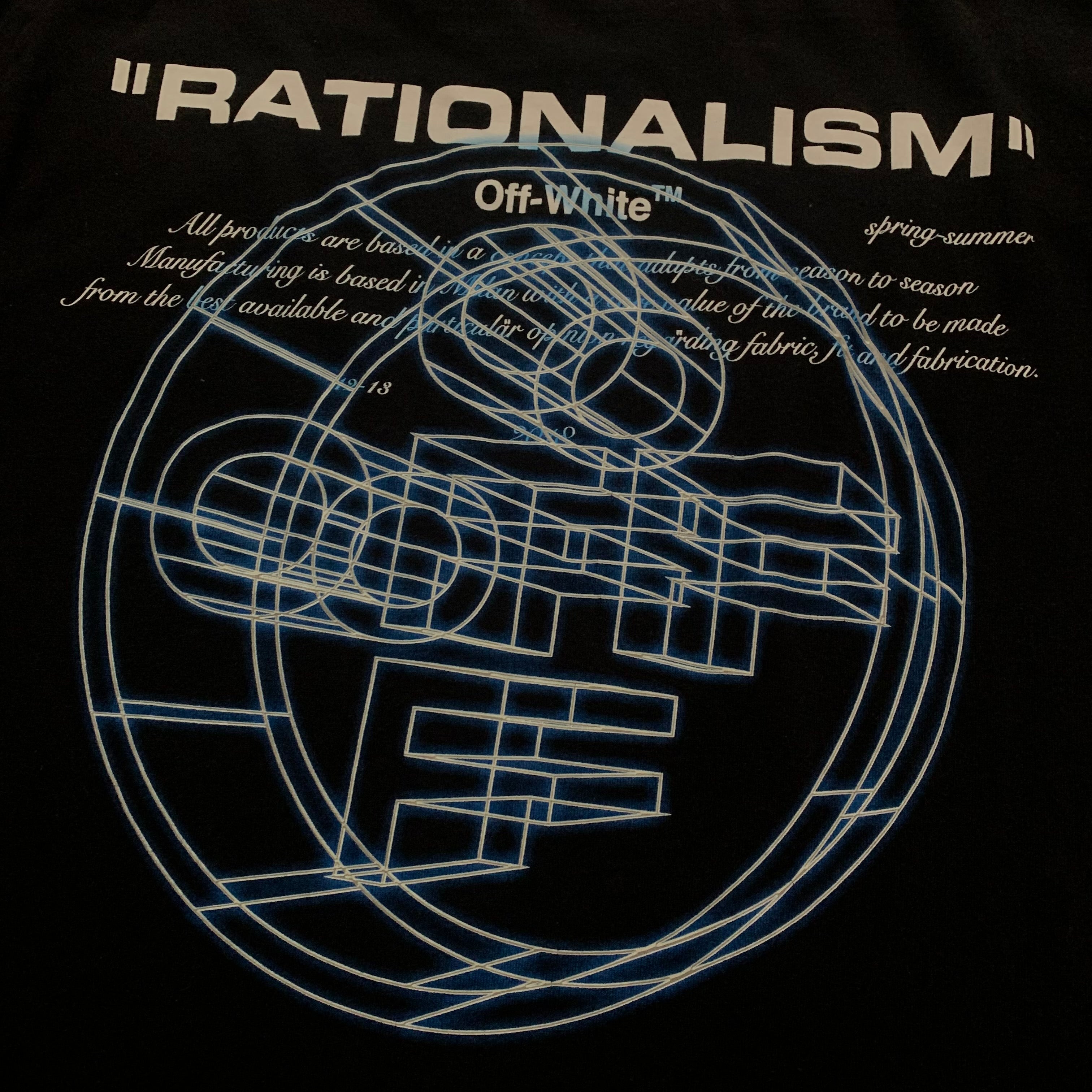 Off White Small Black Tee Virgil Abloh 'Rationalism' (OMAA027R20185003)