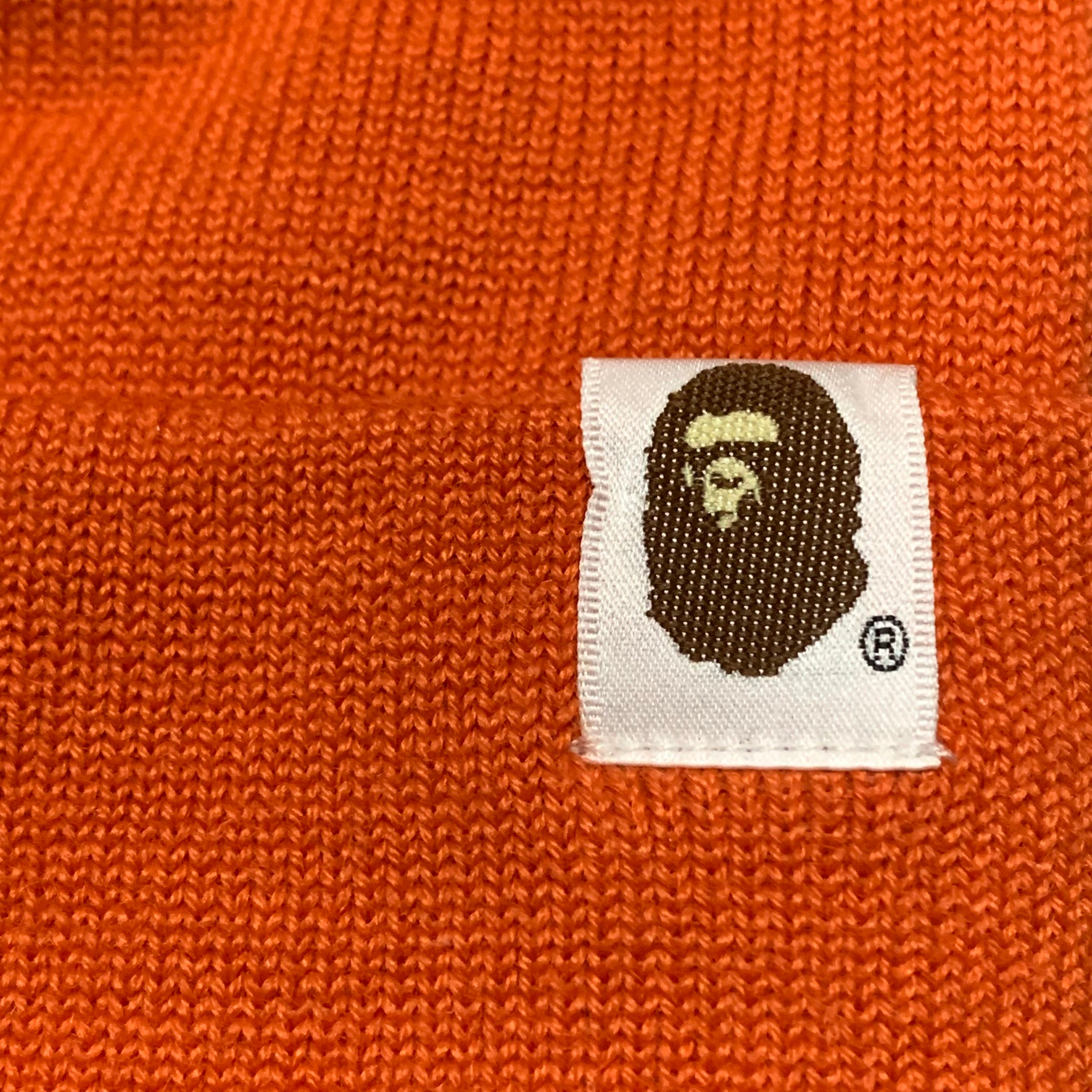 Bape Beanie Orange A Bathing Ape Logo Hat