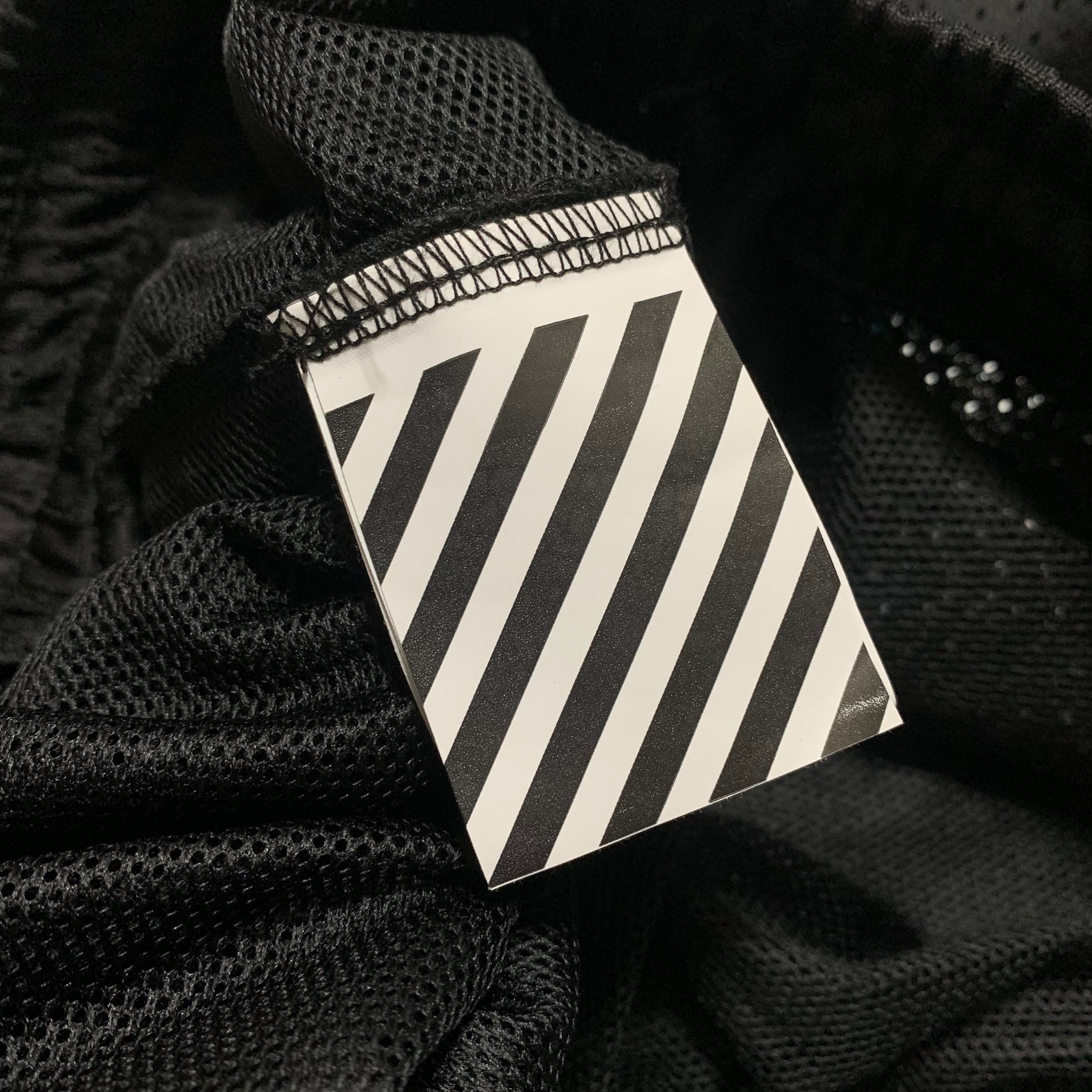Off White Small Shorts Wavy Line Mesh Black Shorts Bottoms Virgil Abloh