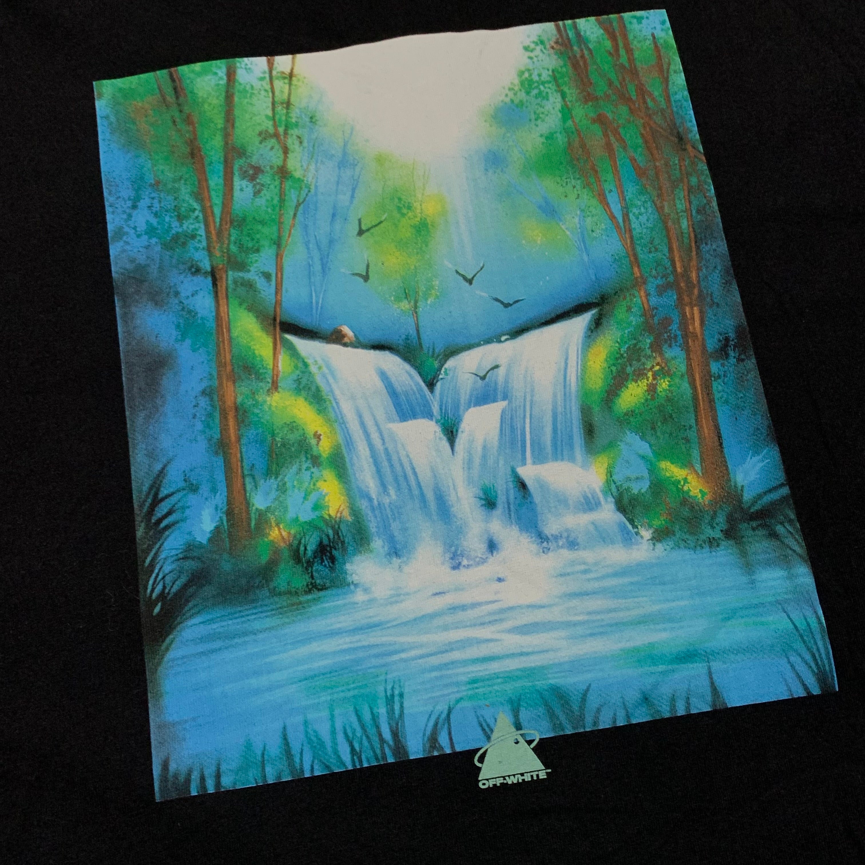 Off White XL Waterfall Arrows Black Tee Virgil Abloh