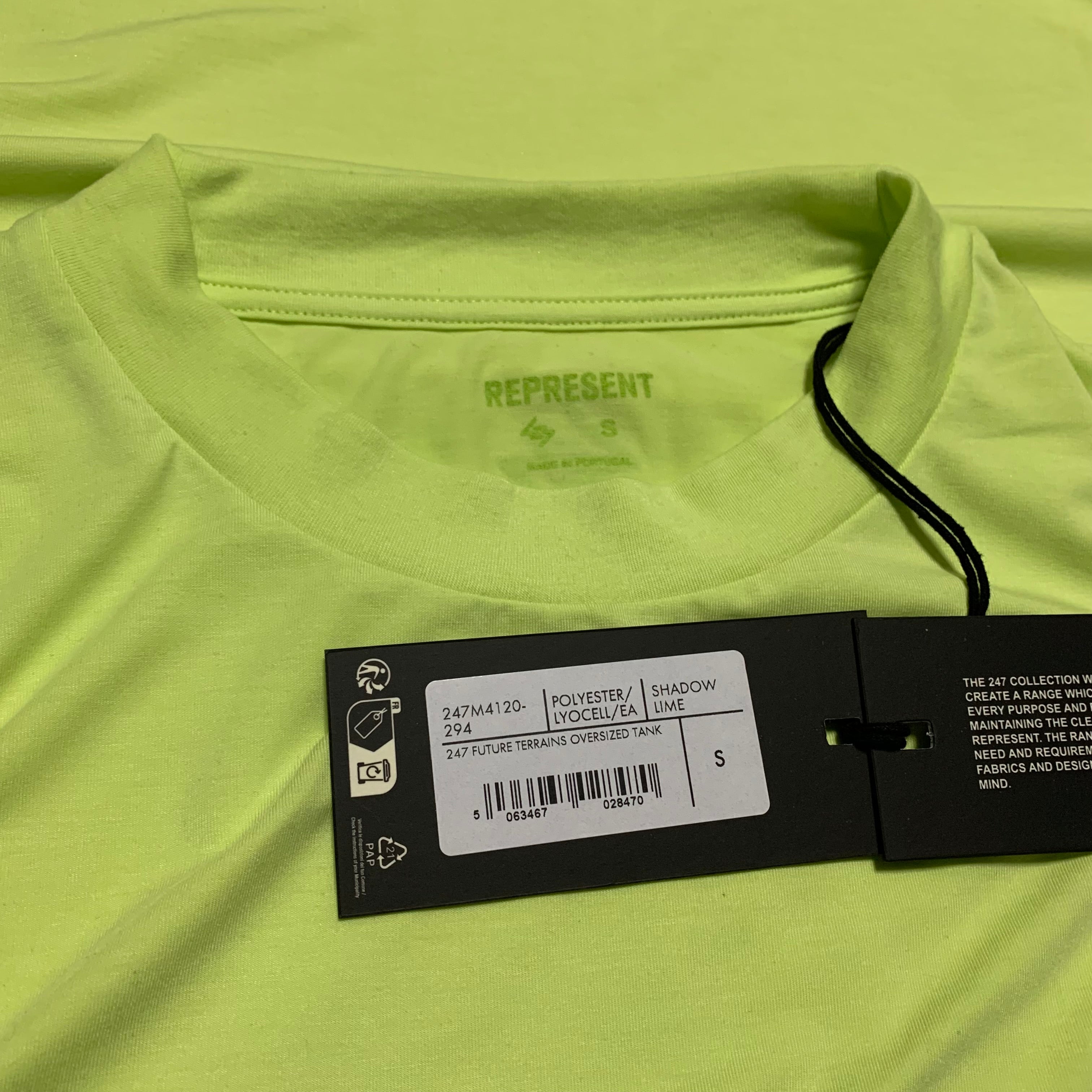 Represent Small 247 Future Terrains Oversized Tank Top Shadow Lime Green