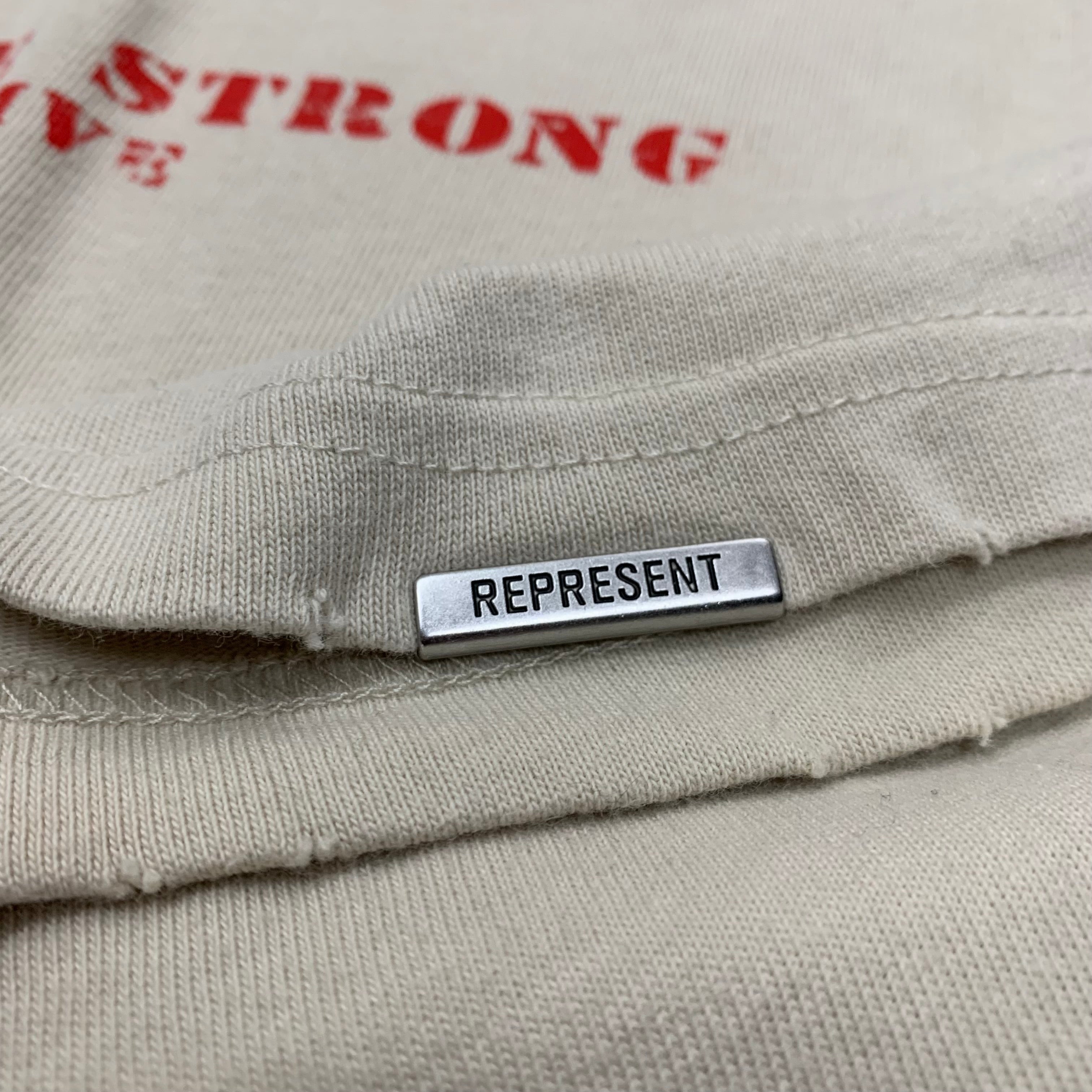 Represent XS Tee Only The Strong Survive Vintage White T-Shirt Shark Graphic