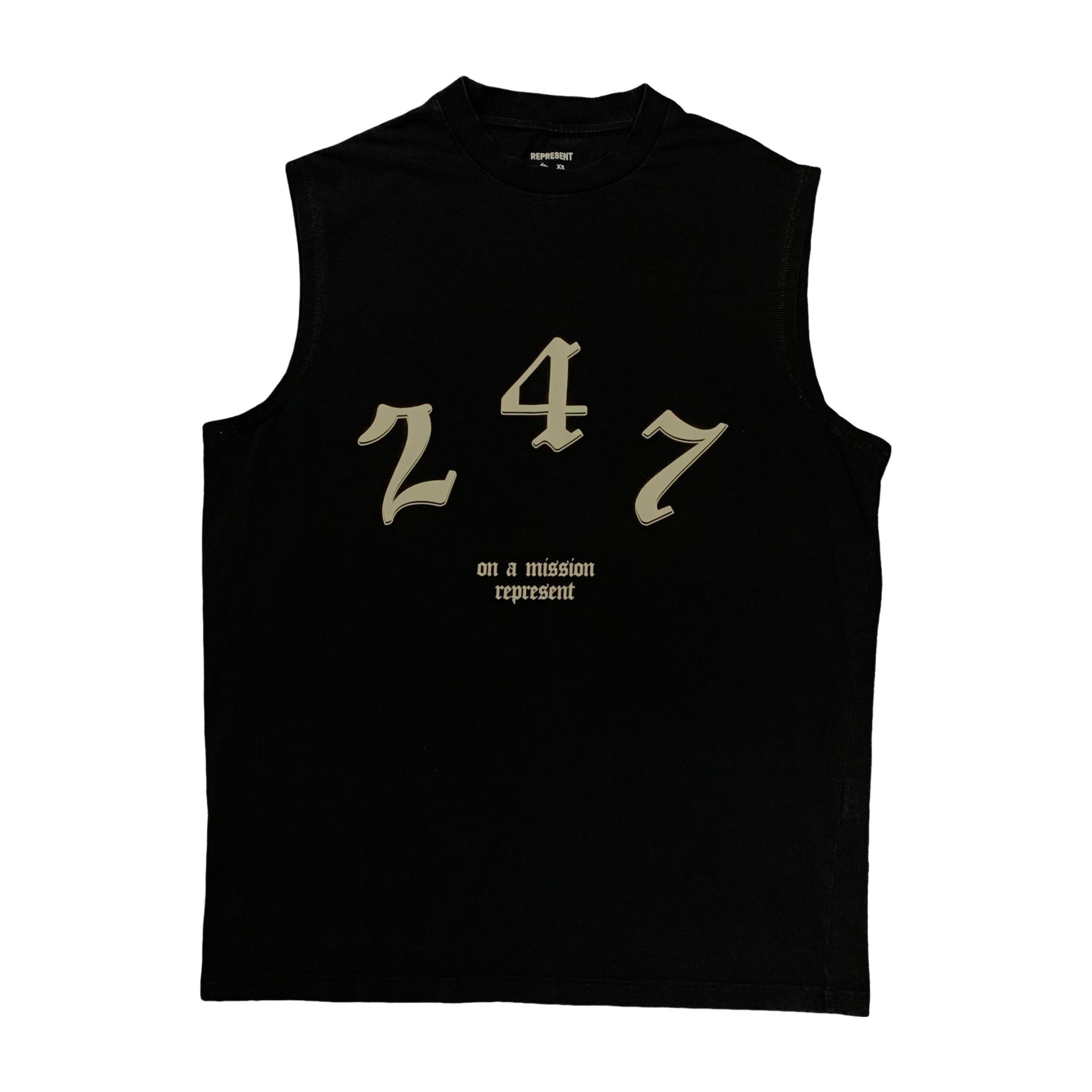 Represent XS Tank Top 247 On A Mission Jet Black Sleeveless Top