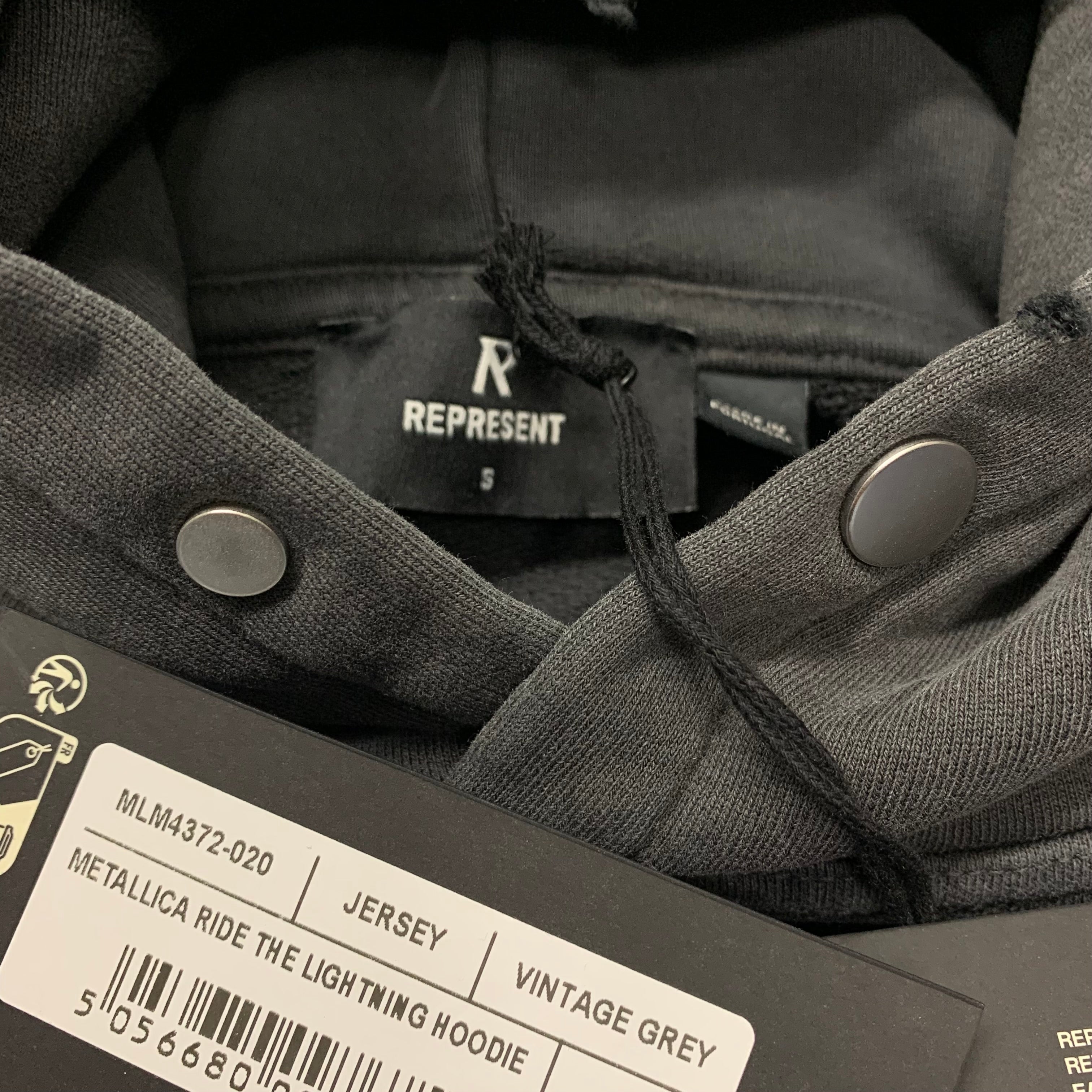 Represent Small Hoodie Metallica Vintage Grey Hoodie (RRP £185)