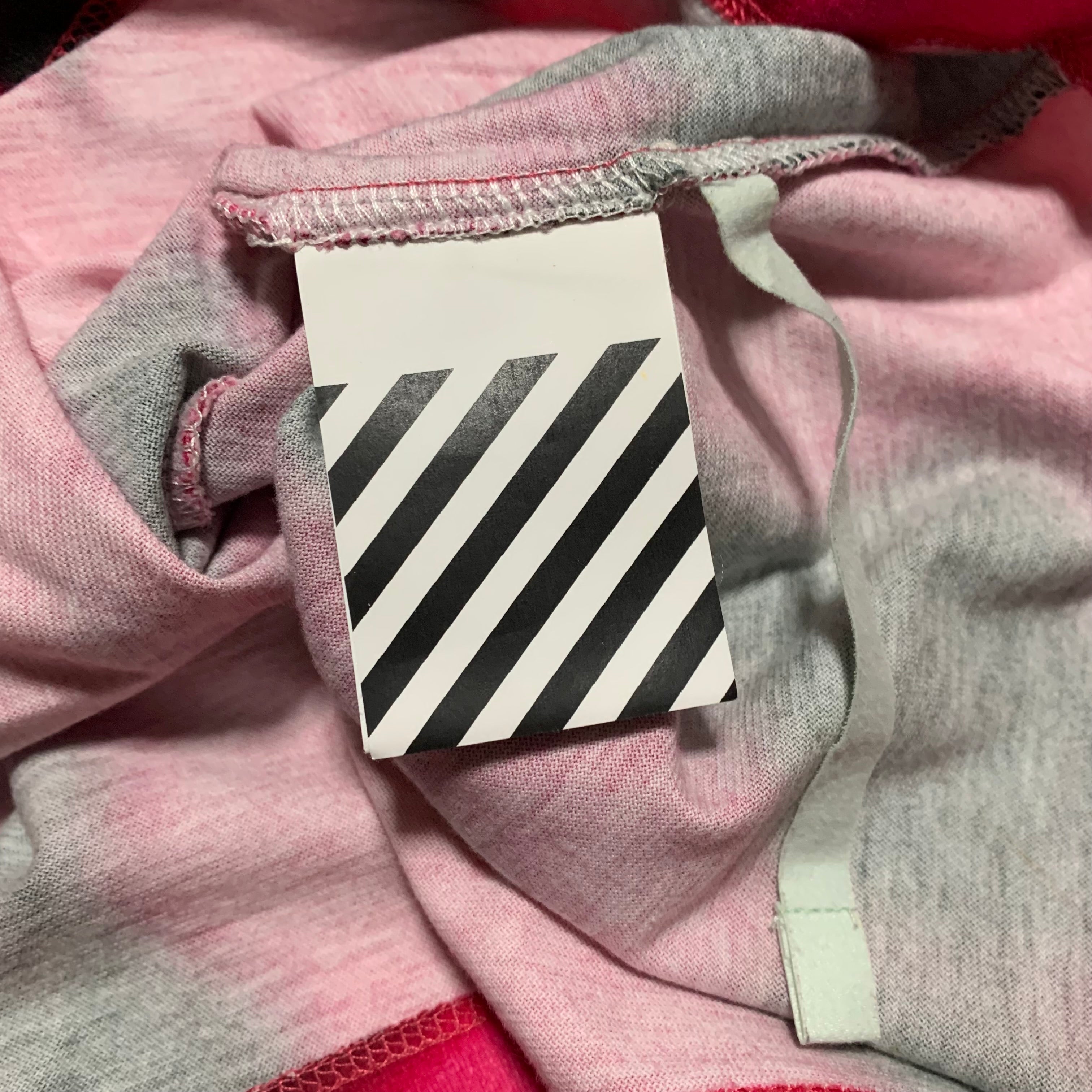 Off White XS Pink Tie Dye Black Tee Virgil Abloh