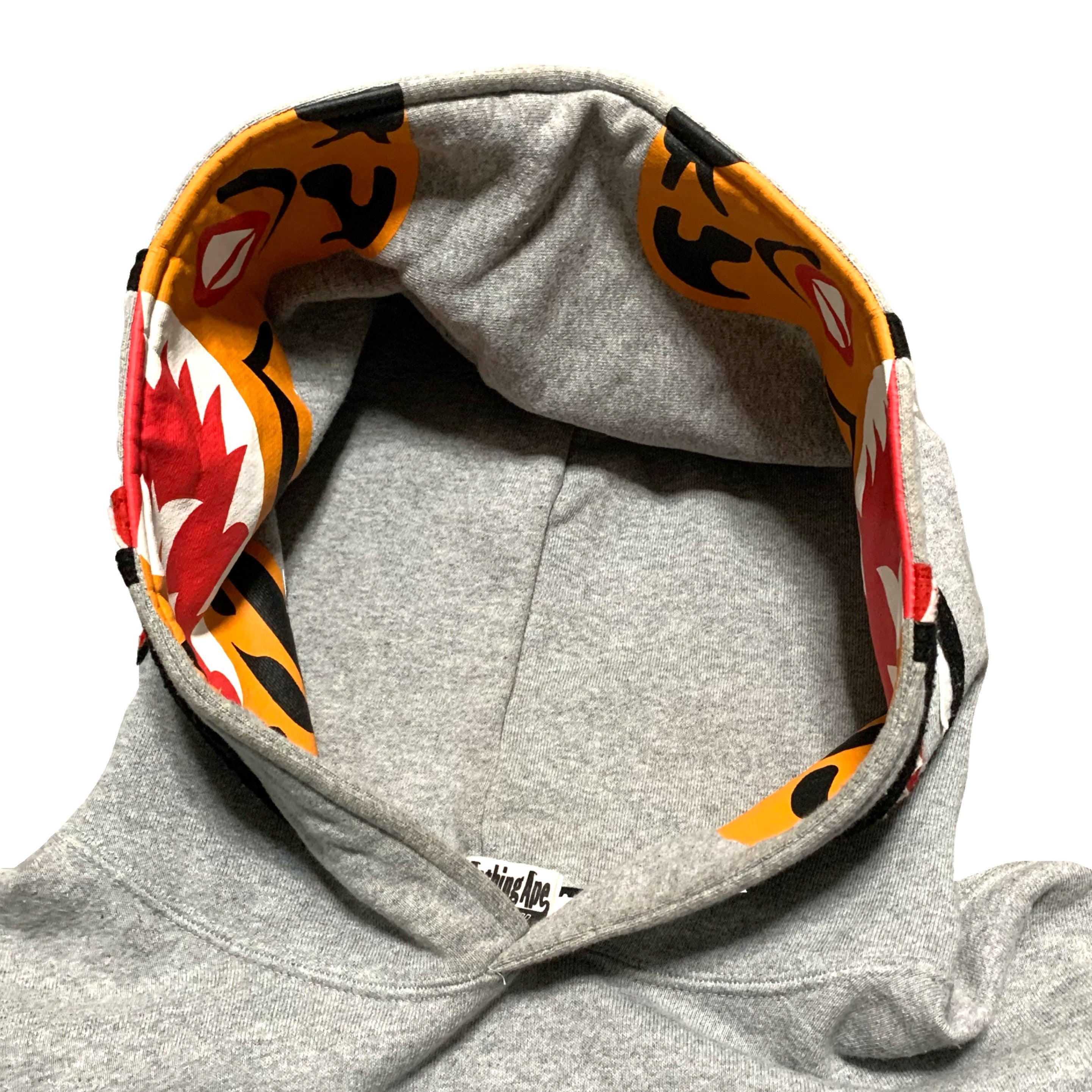Bape Large Shark Tiger Grey Pullover Hoodie A Bathing Ape