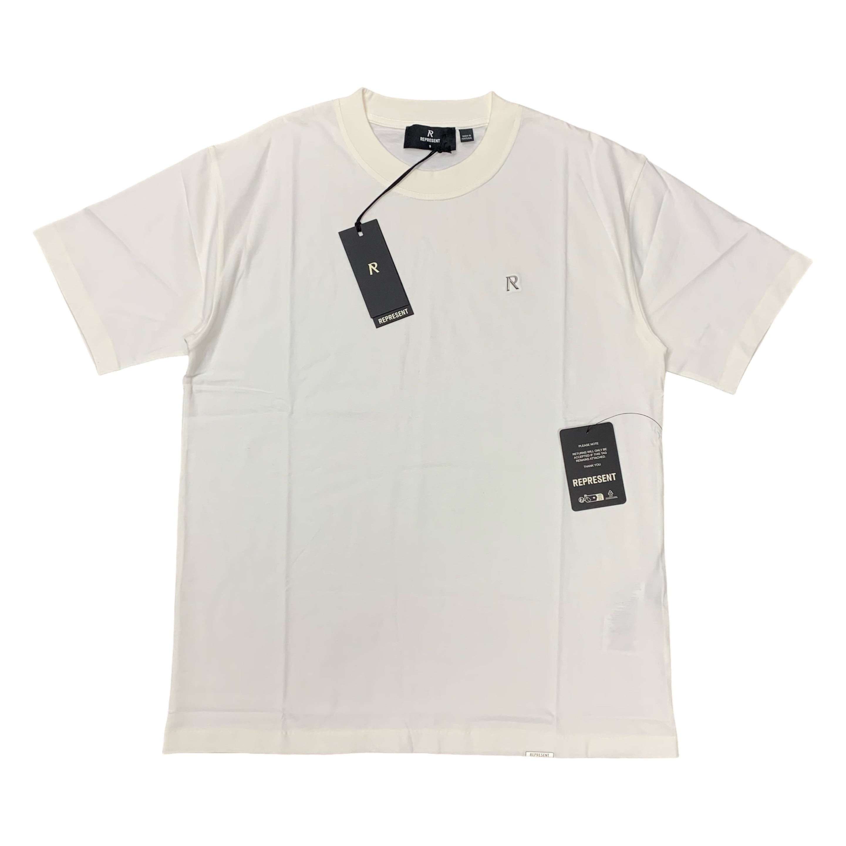 Represent Small Tee Metal Initial R Flat White T-Shirt