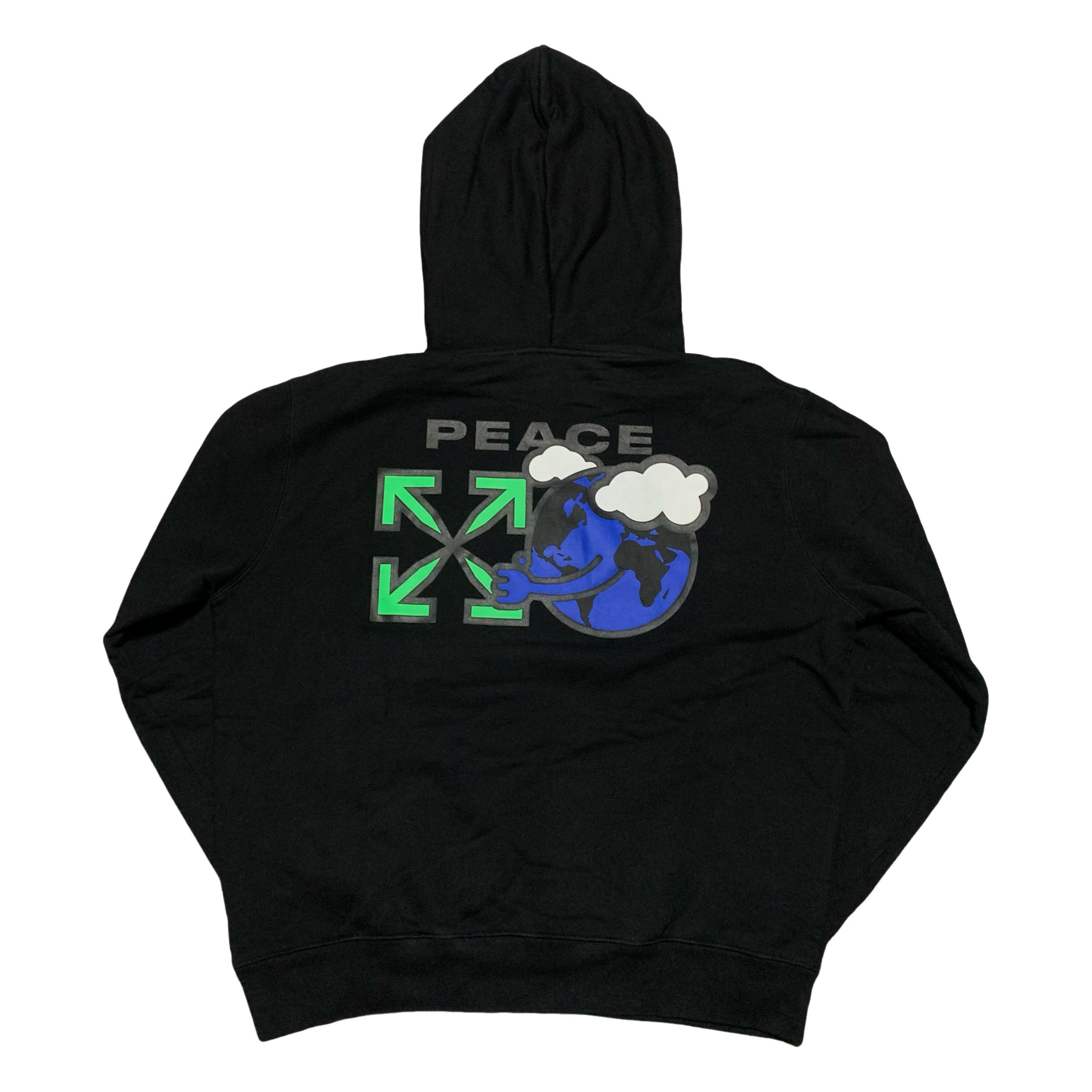 Off White XXL Hoodie Peace Arrows Worldwide Black Hoodie Virgil Abloh
