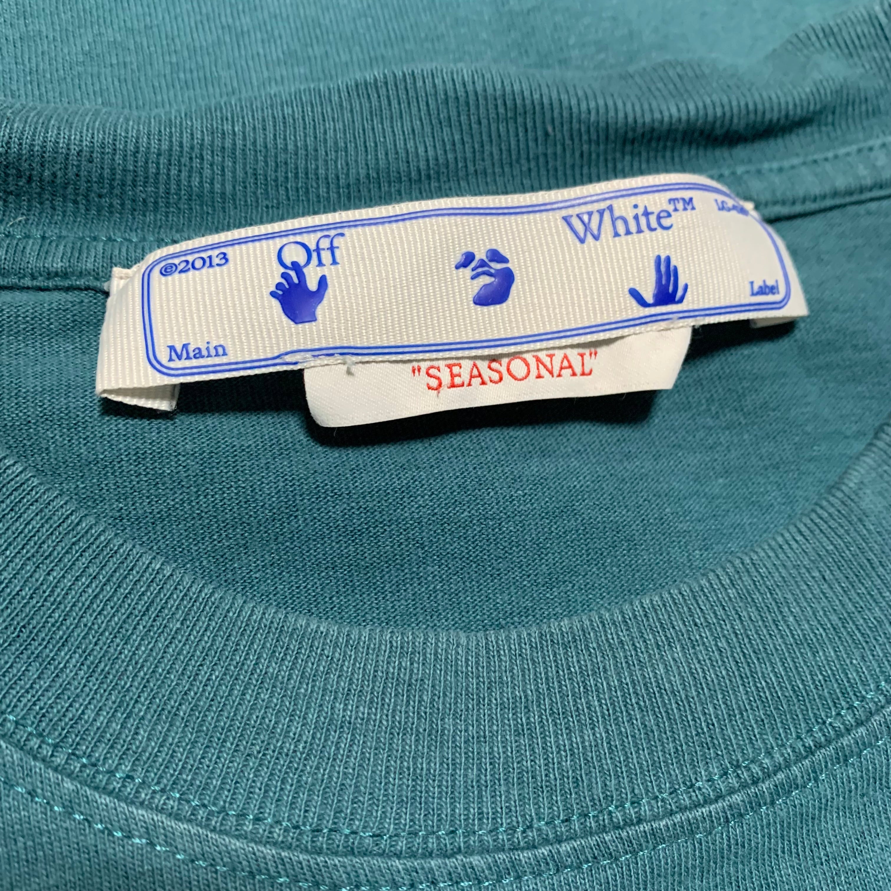 Off White Small Diag Pocket Tee Jade Green Blue Virgil Abloh