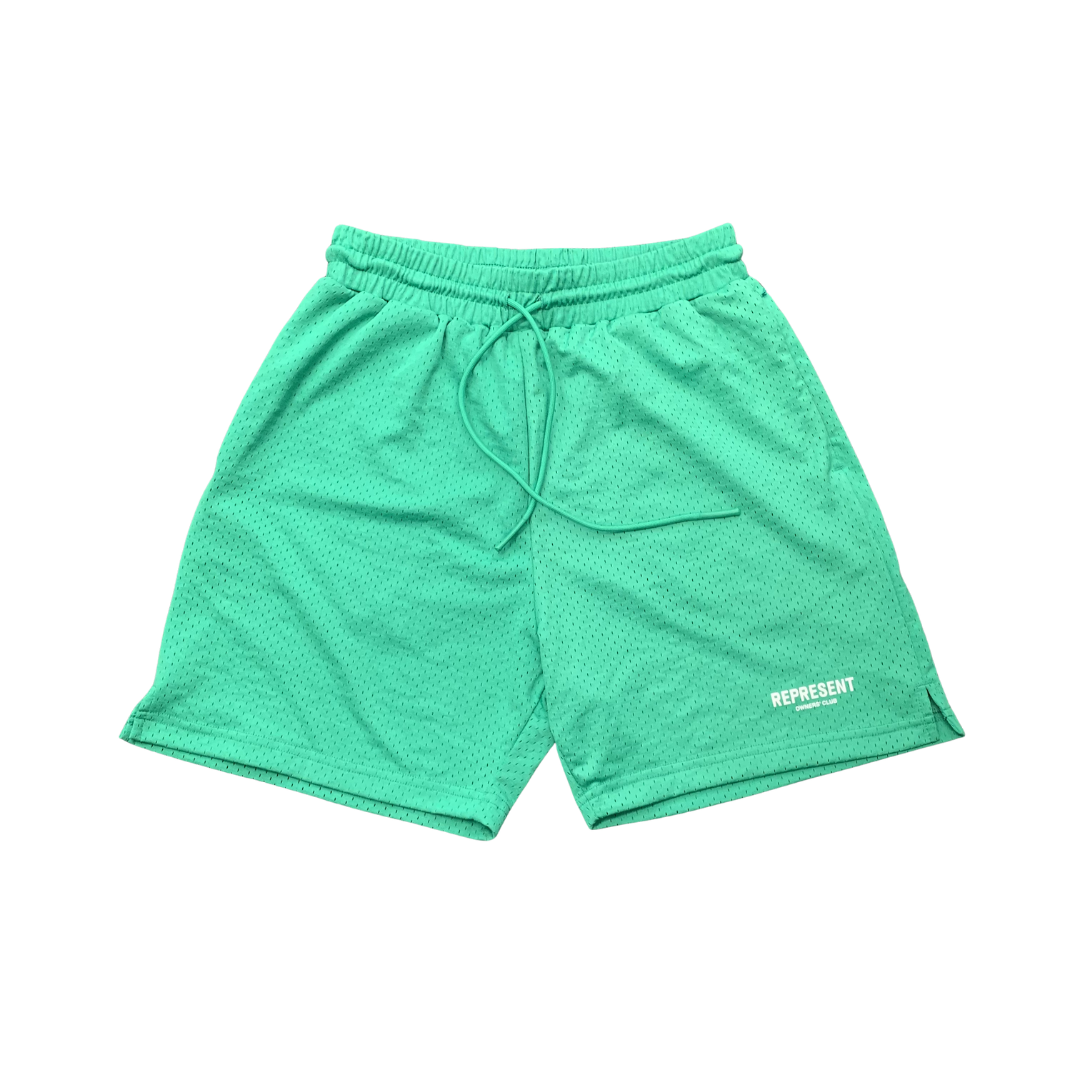 Represent Small Shorts Owners Club Island Green Zip Mesh Bottoms
