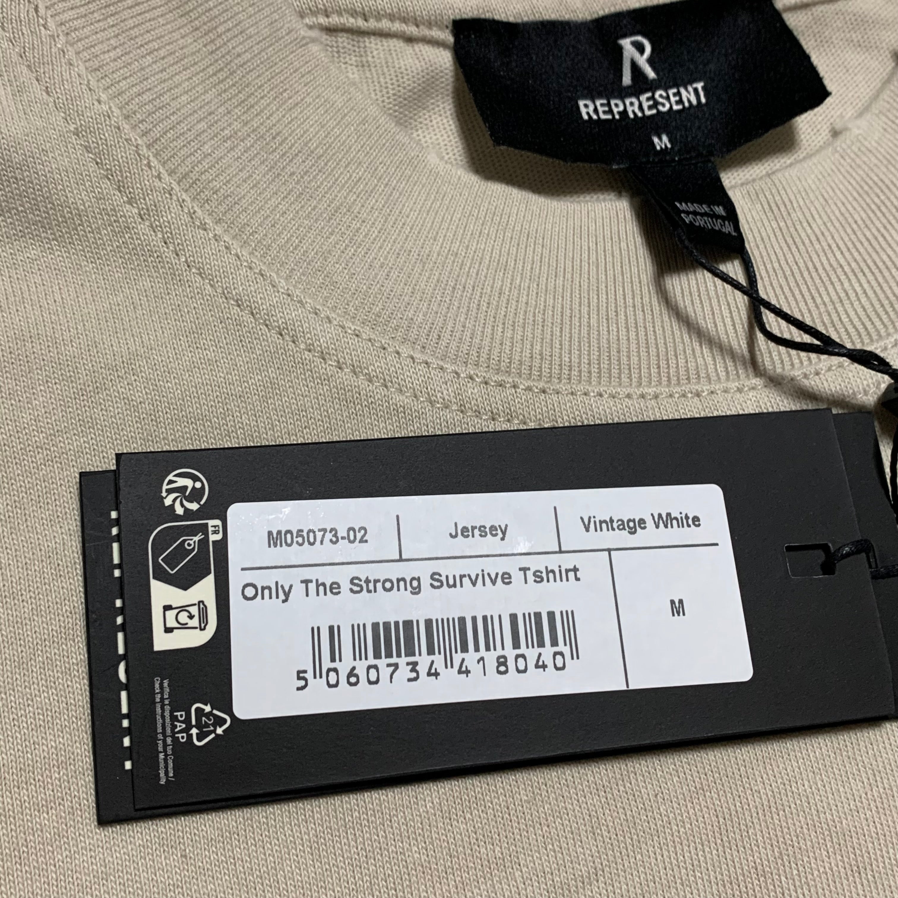 Represent Medium Only The Strong Survive Vintage White Tee