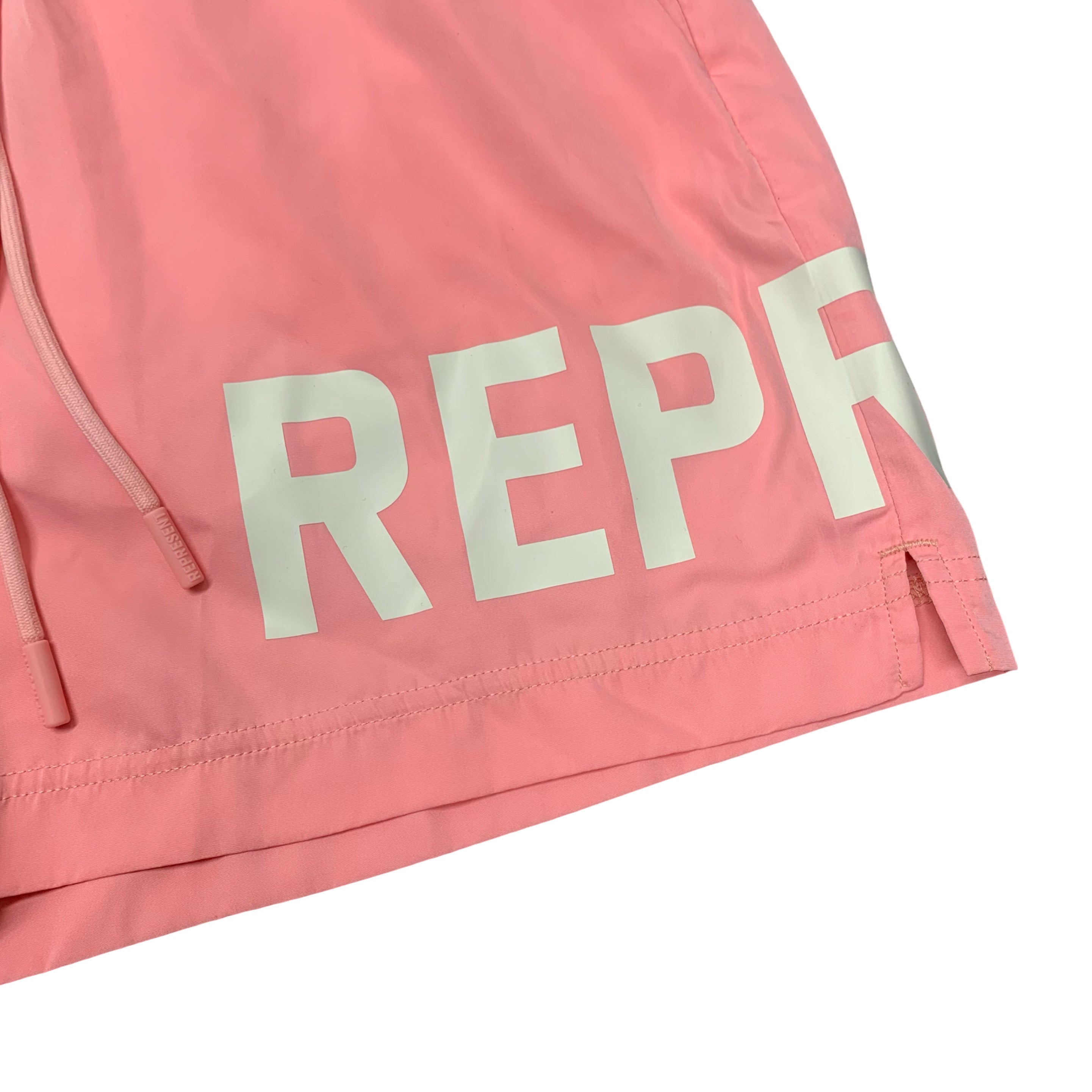 Represent XS Swim Shorts Pink REP Logo Bottoms