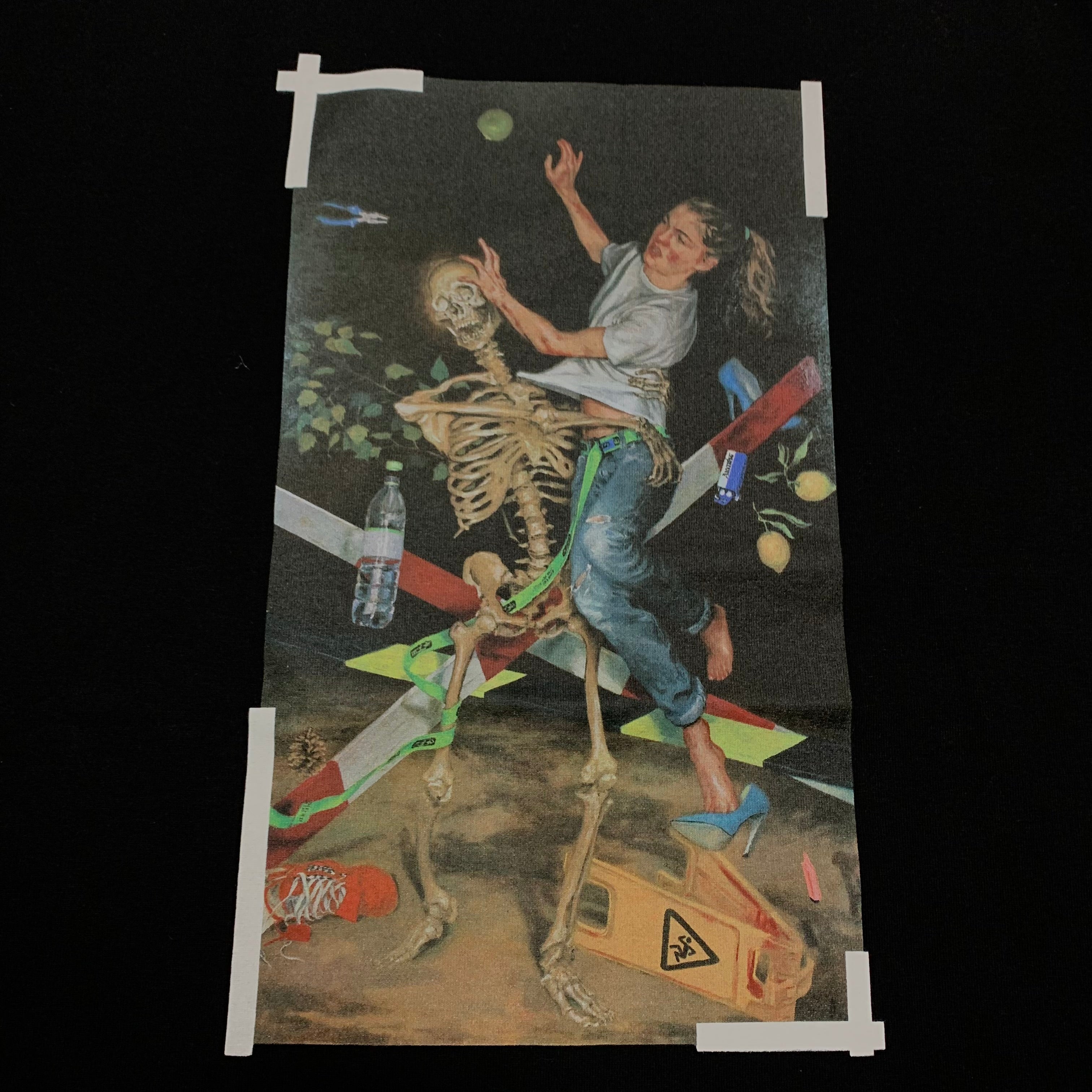 Off White Medium Pascal Arrows Black Tee Virgil Abloh Skeleton