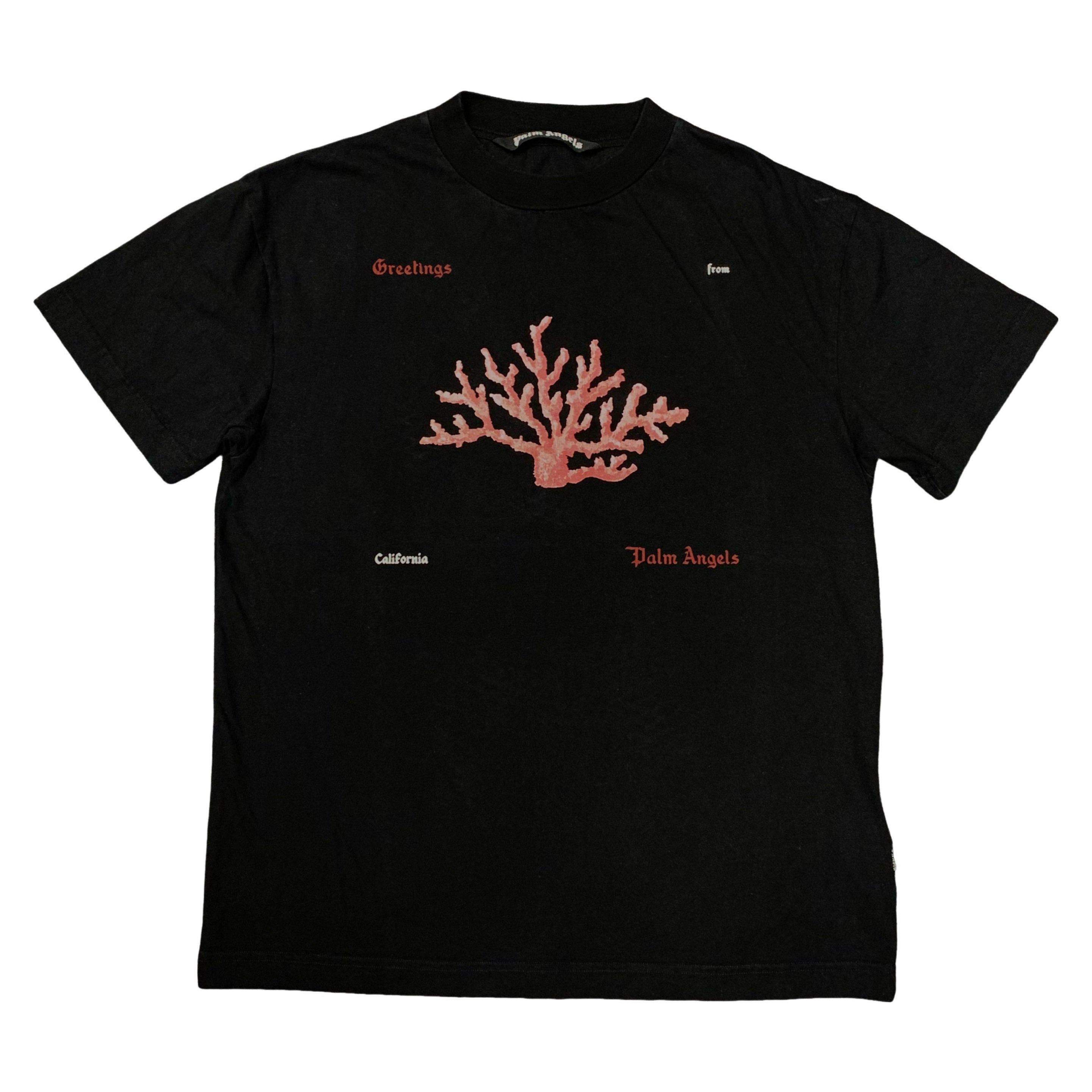 Palm Angels Large Tee Greetings From California Classic Black T-Shirt