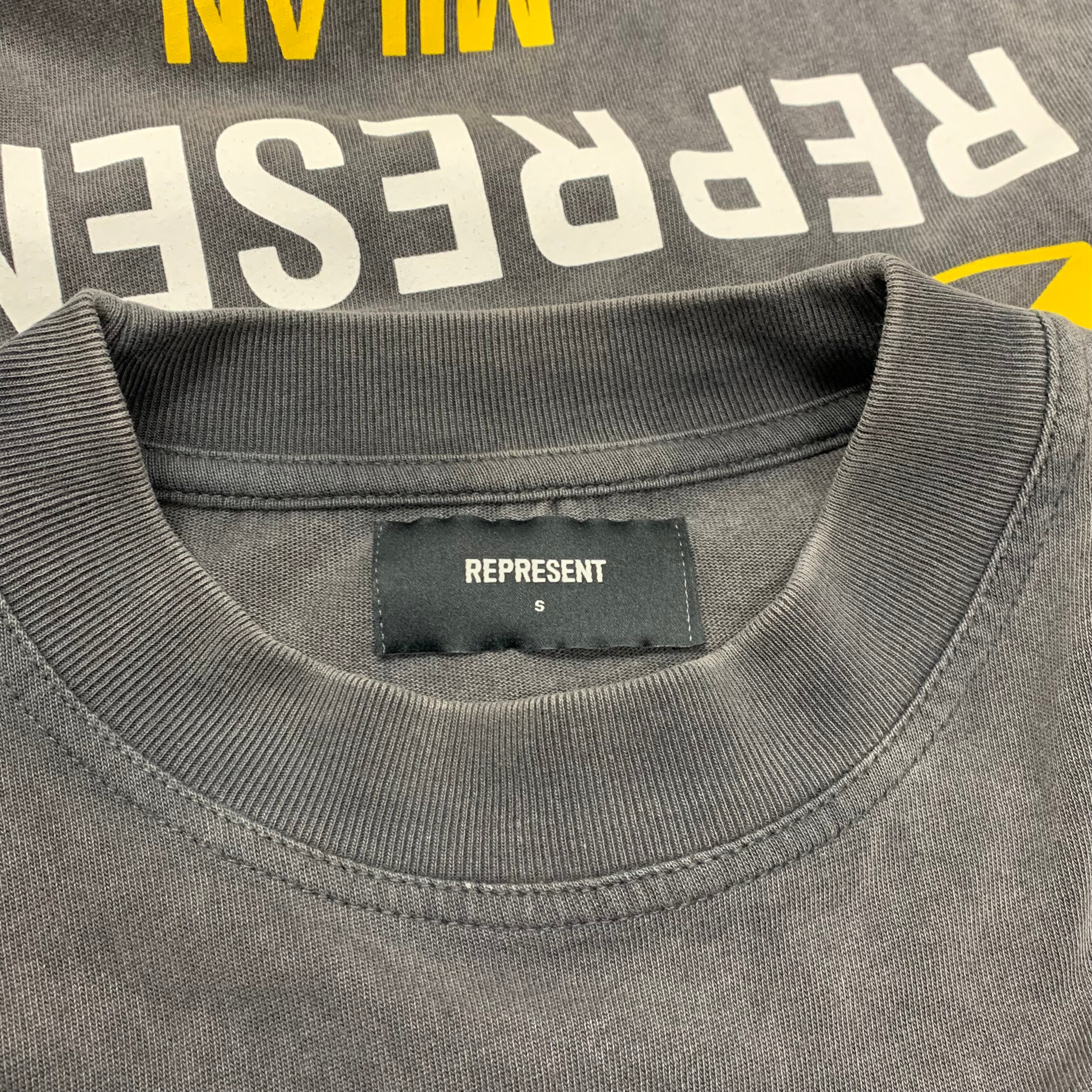 Represent Small Tee Milan Initial Vintage Grey T-Shirt