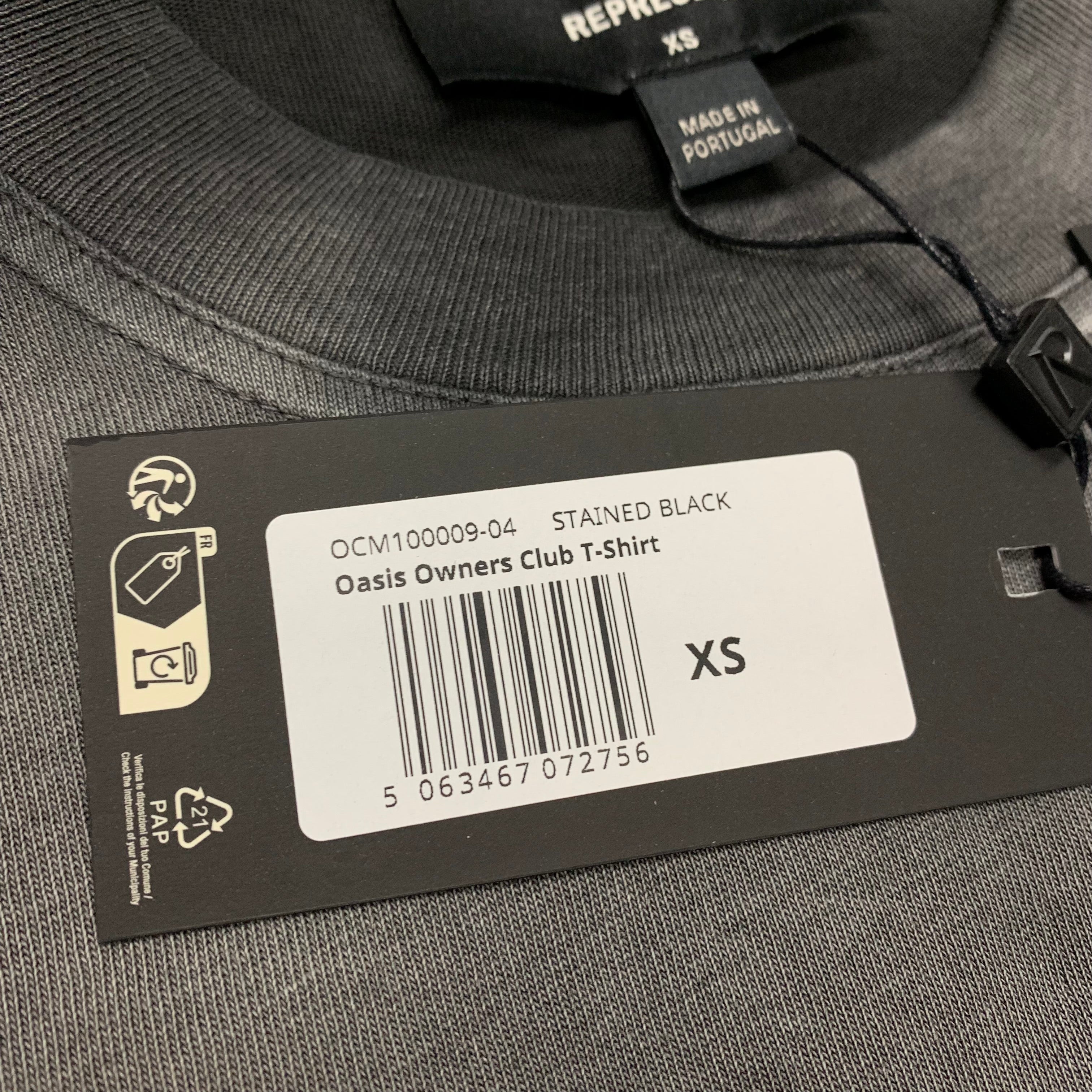 Represent XS Tee Oasis Owners Club Stained Black T-Shirt
