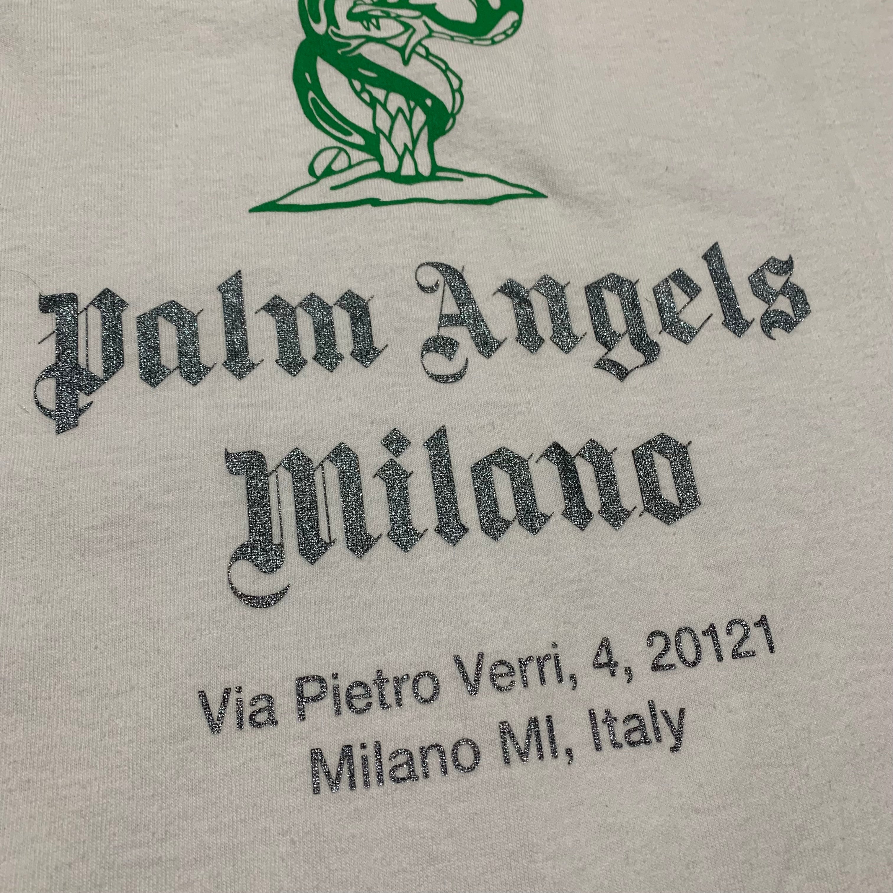 Palm Angels Medium Milano Snake Graphic White Tee