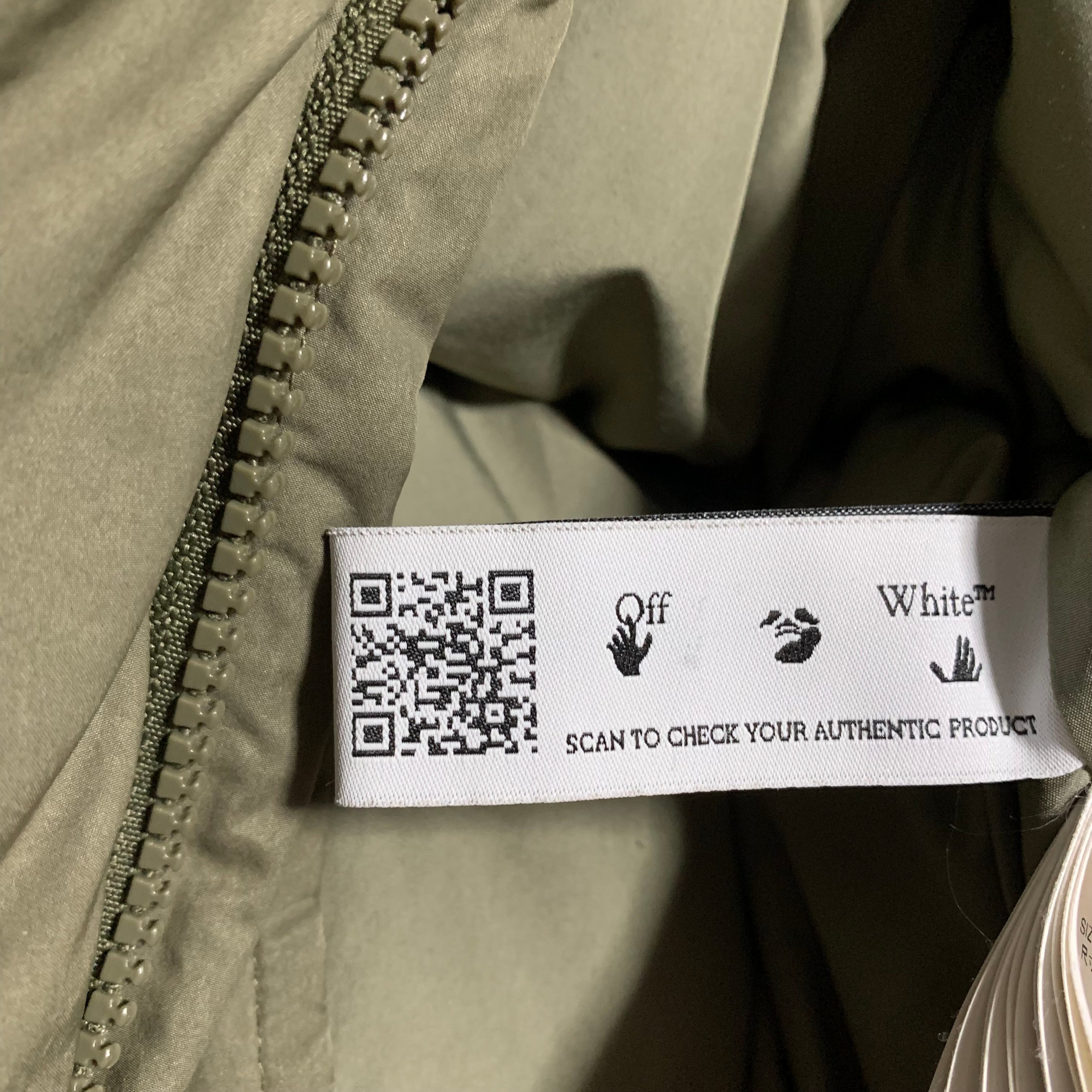 Off White Medium Puffer Logo Patch Army Green Jacket Virgil Abloh 2022