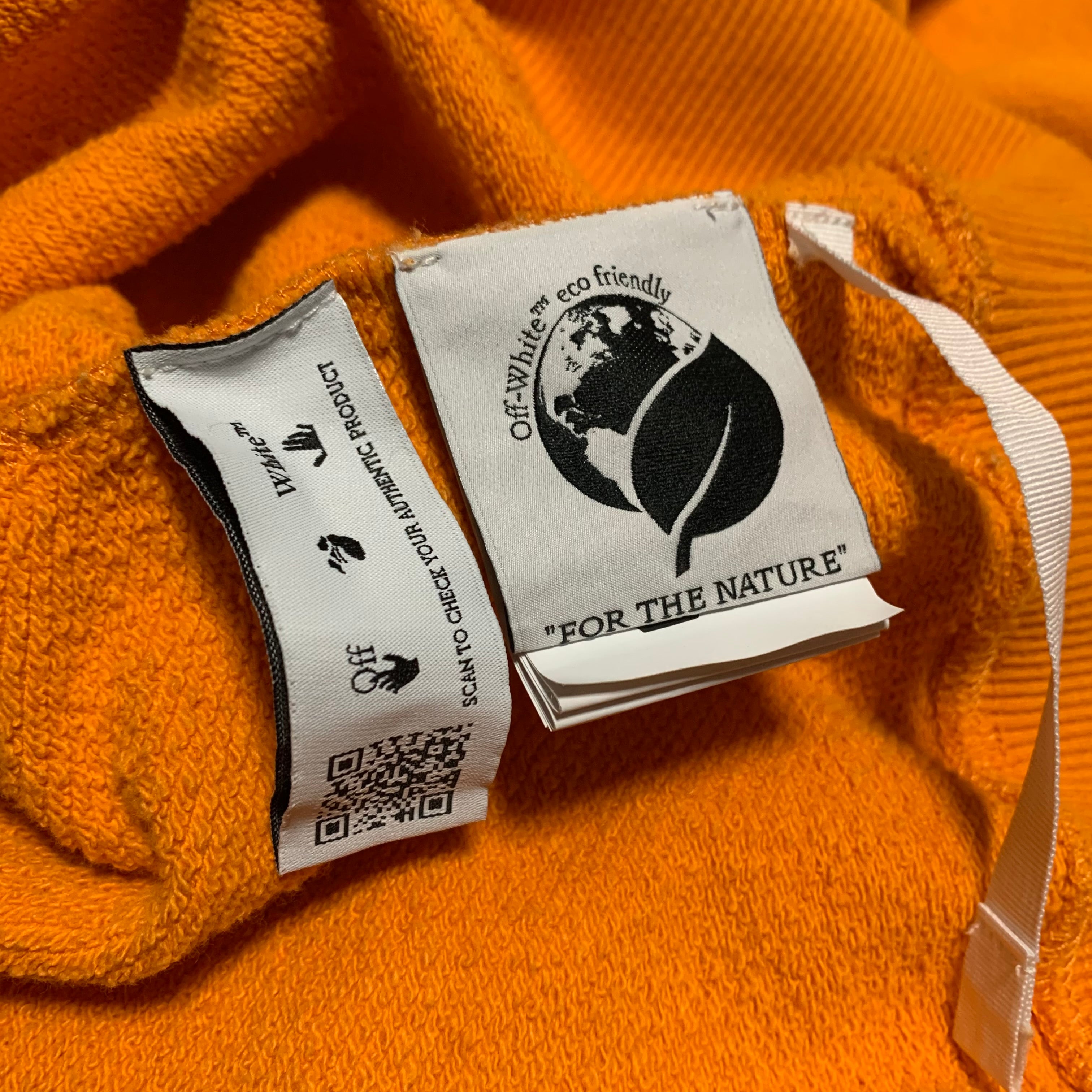 Off White Medium Underline Logo Orange Hoodie Virgil Abloh