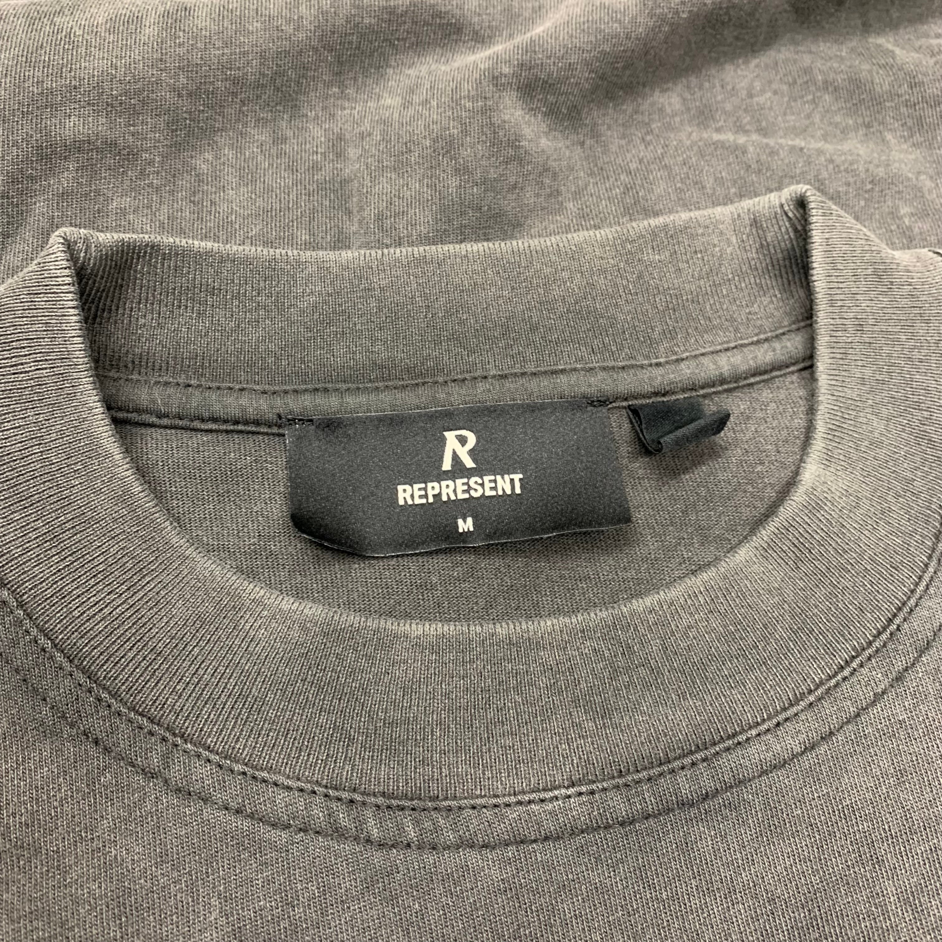 Represent Medium Tee Owners Club Yellow Font Vintage Grey T-Shirt
