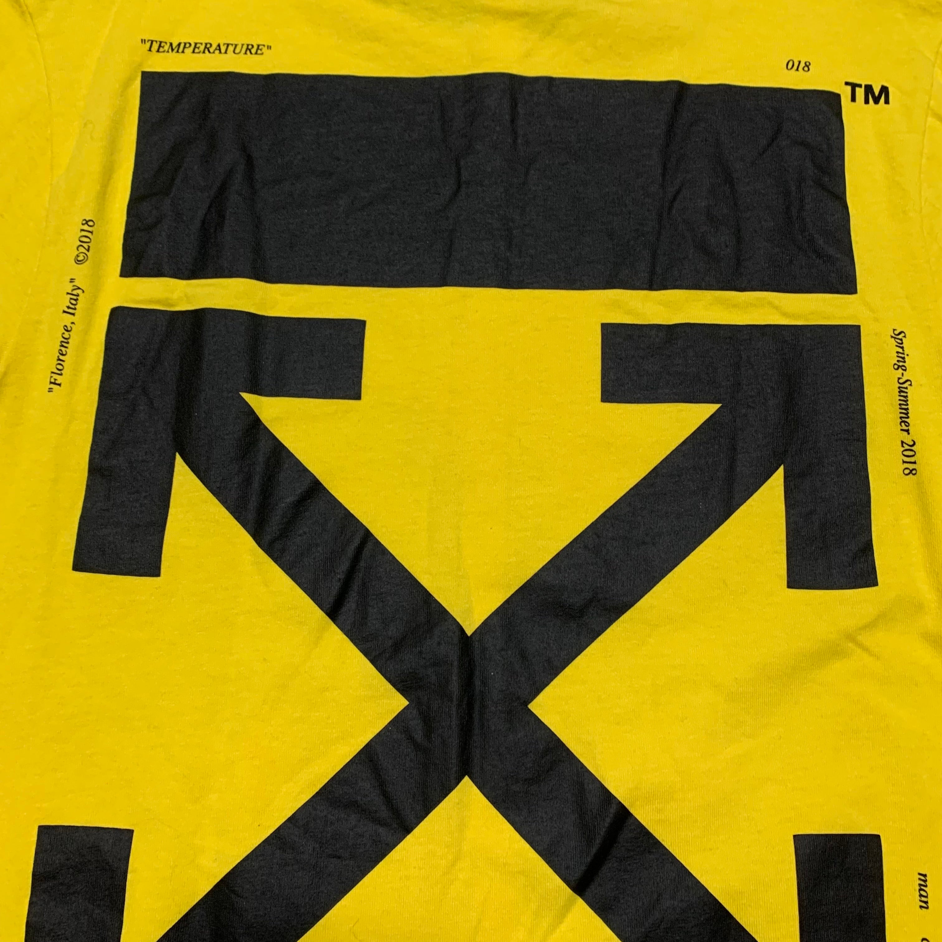 Off White XS Hand Arrows Yellow Long Sleeve Top Virgil Abloh