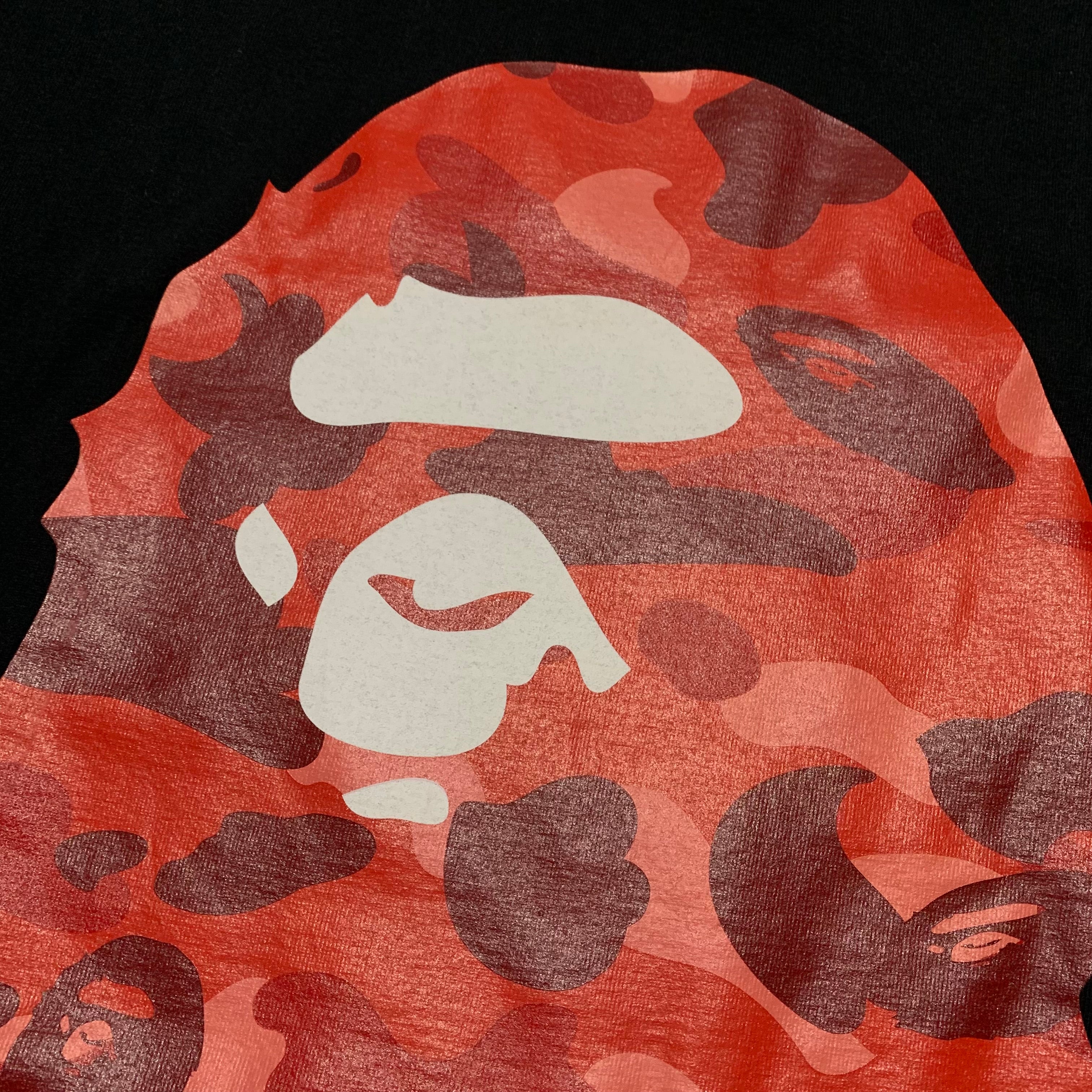 Bape Medium Big Ape Head Red Camo Black Tee A Bathing Ape Vintage
