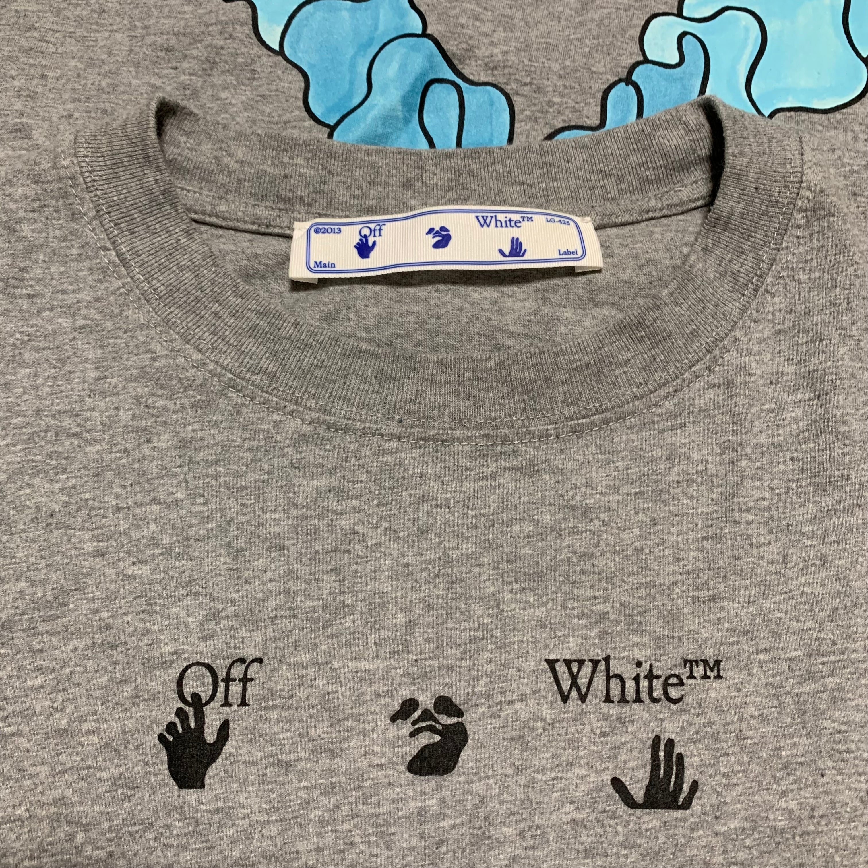 Off White Large Blue Marker Grey Tee Virgil Abloh