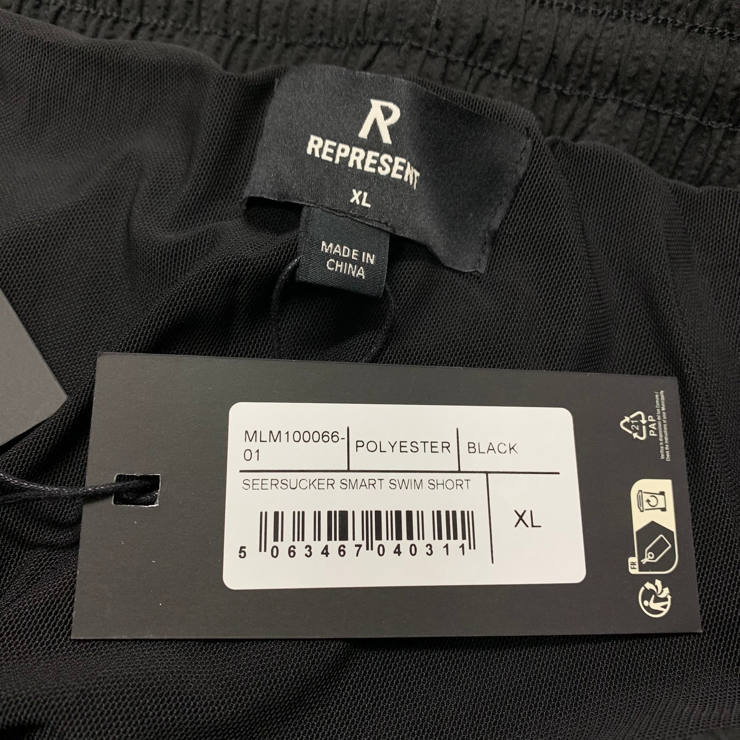 Represent XL Swim Shorts Seersucker Shark Black Swim Shorts