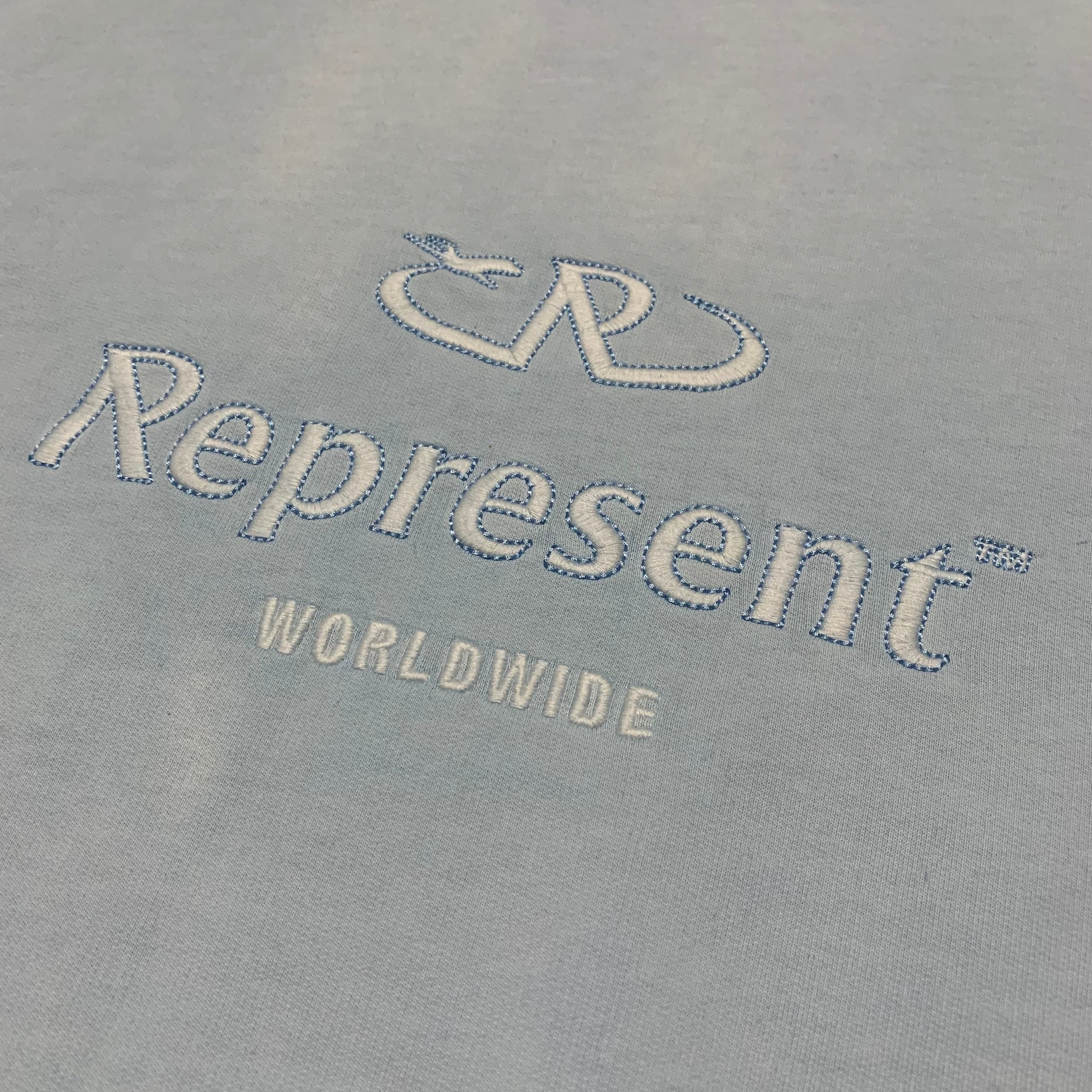 Represent Large Worldwide Powder Blue Sweater Sweatshirt Crewneck