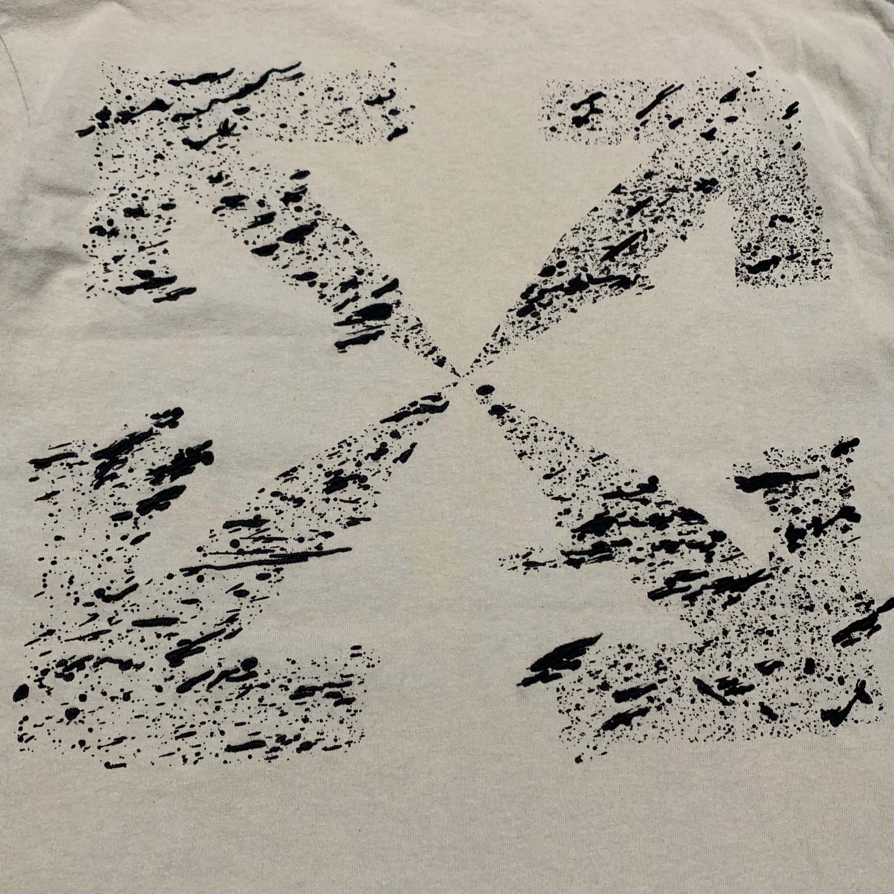 Off White Medium Paint Splatter Beige Tee Virgil Abloh