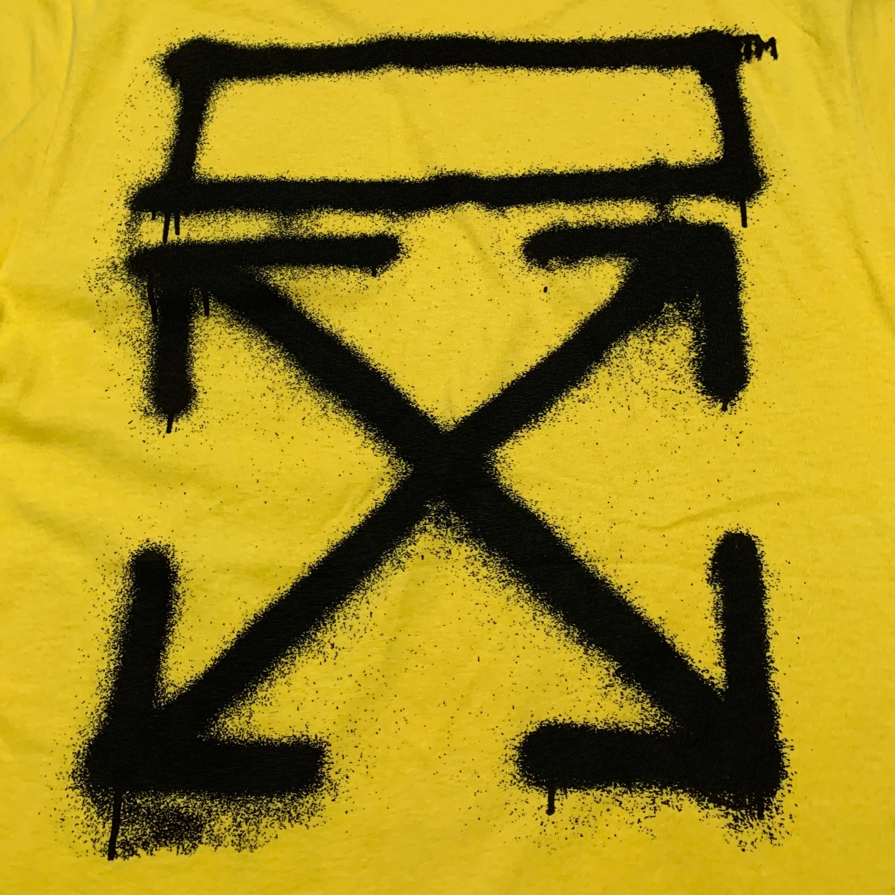 Off White Small Graffiti Arrows Yellow Tee Virgil Abloh