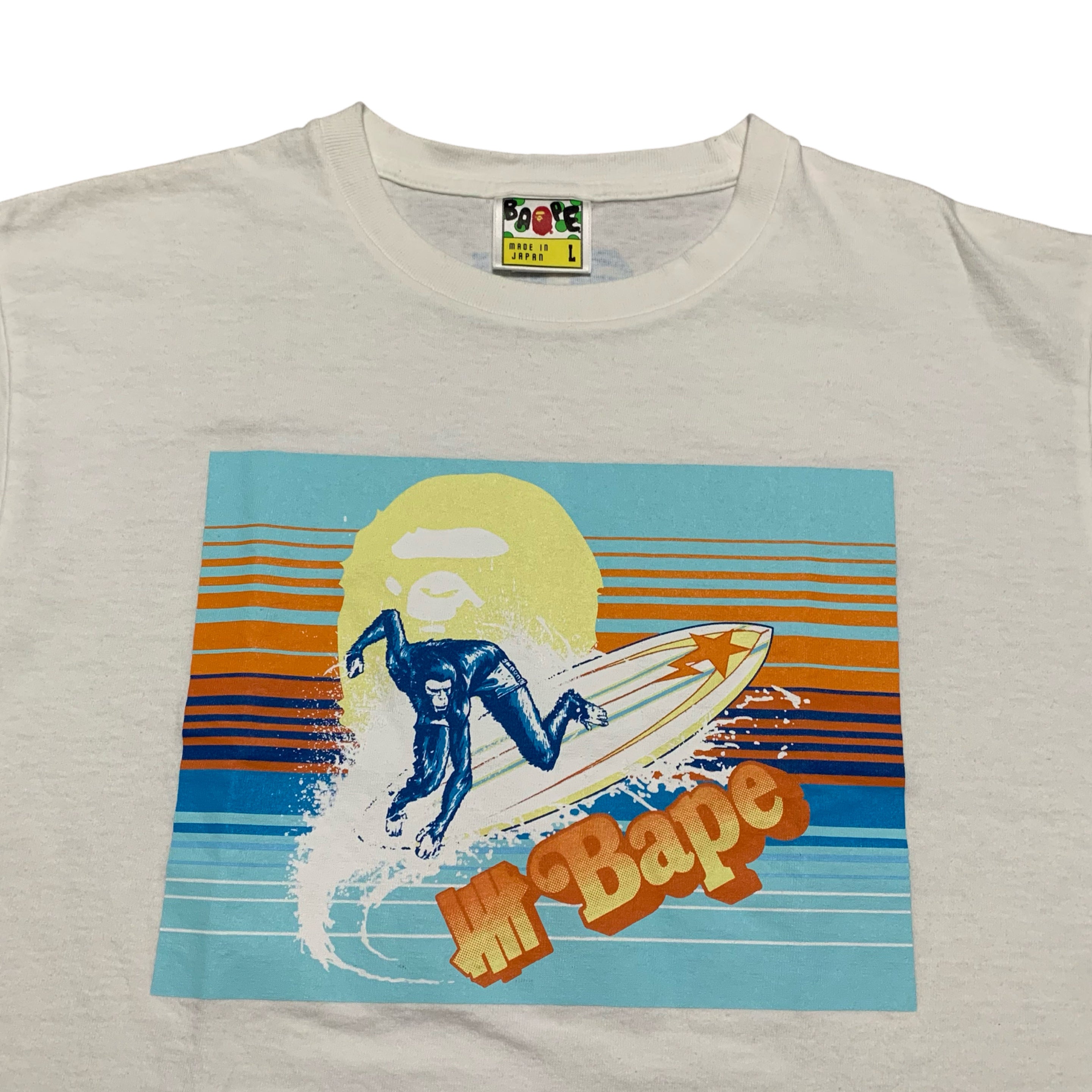 Bape Large Undefeated Surfing Ape Head White Tee A Bathing Ape