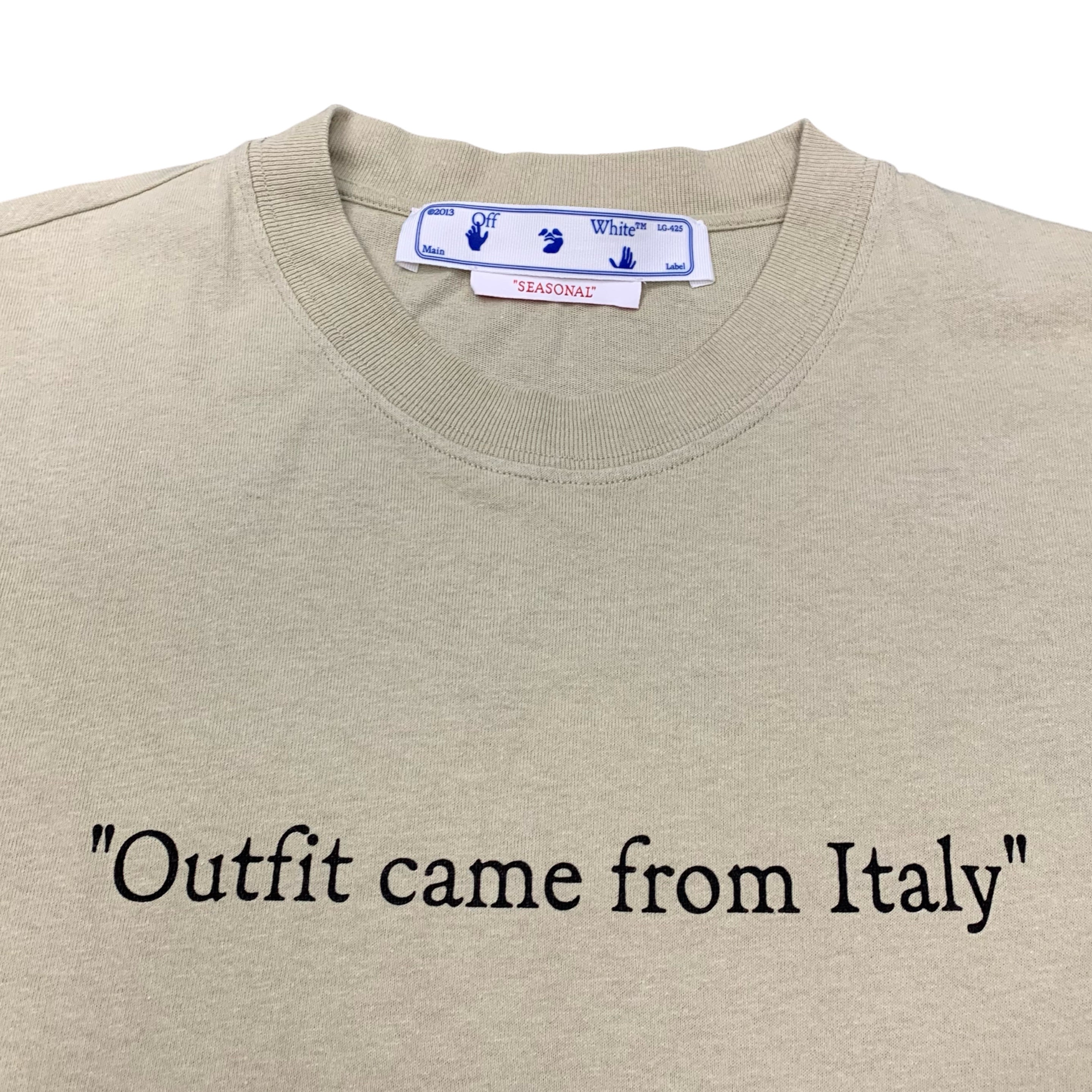 Off White Large Tee Outfit Came From Italy Beige T-Shirt Virgil Abloh