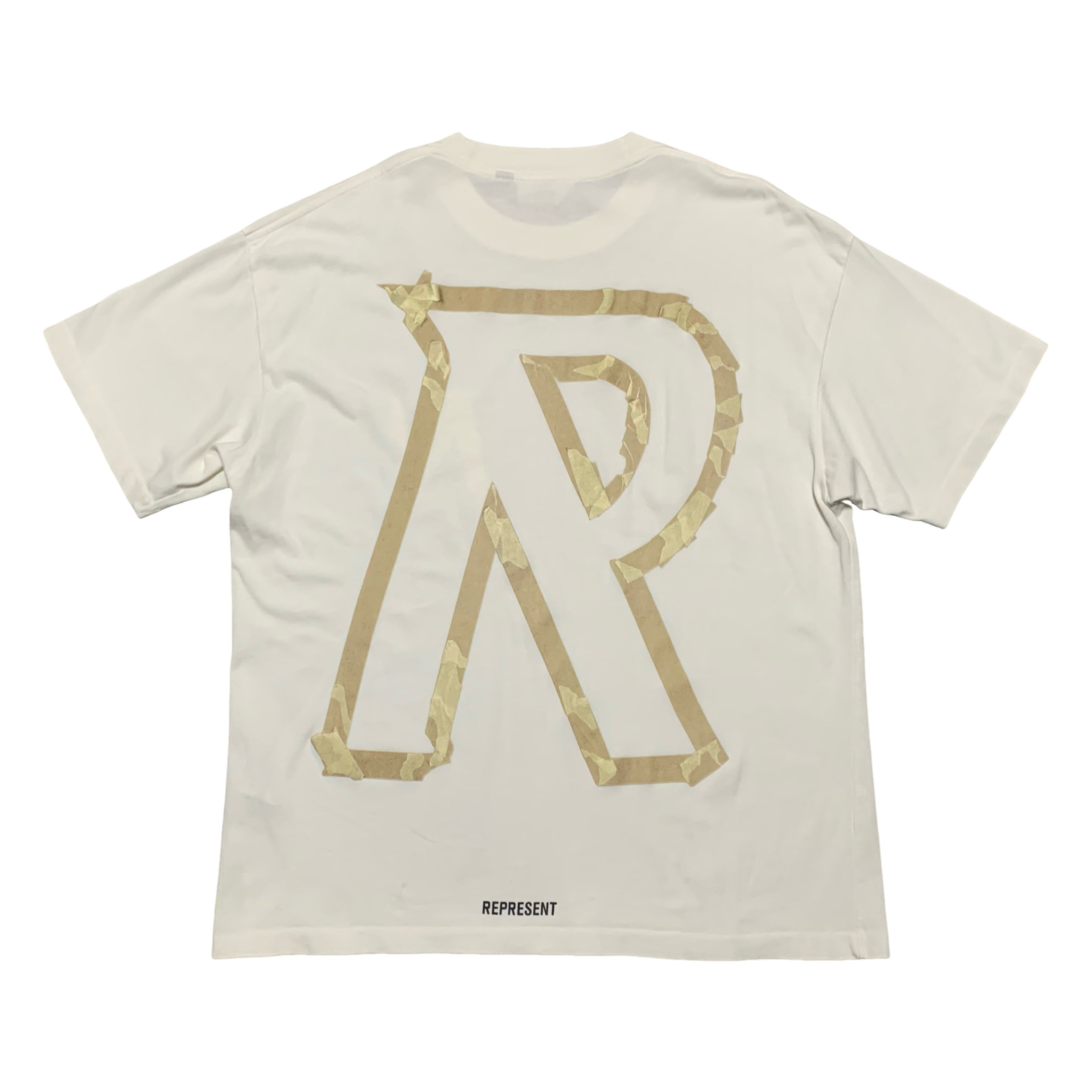Represent Medium Masking Tape Initial Flat White Tee