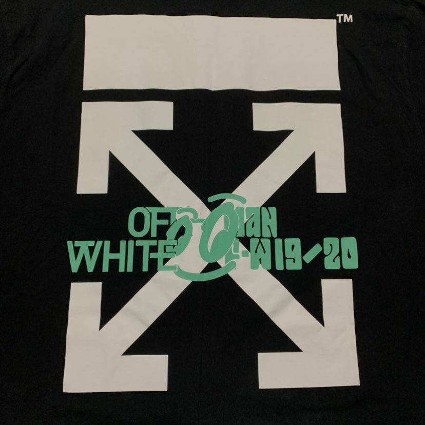 Off White XL Tee Waterfall Arrows Black T-Shirt Virgil Abloh