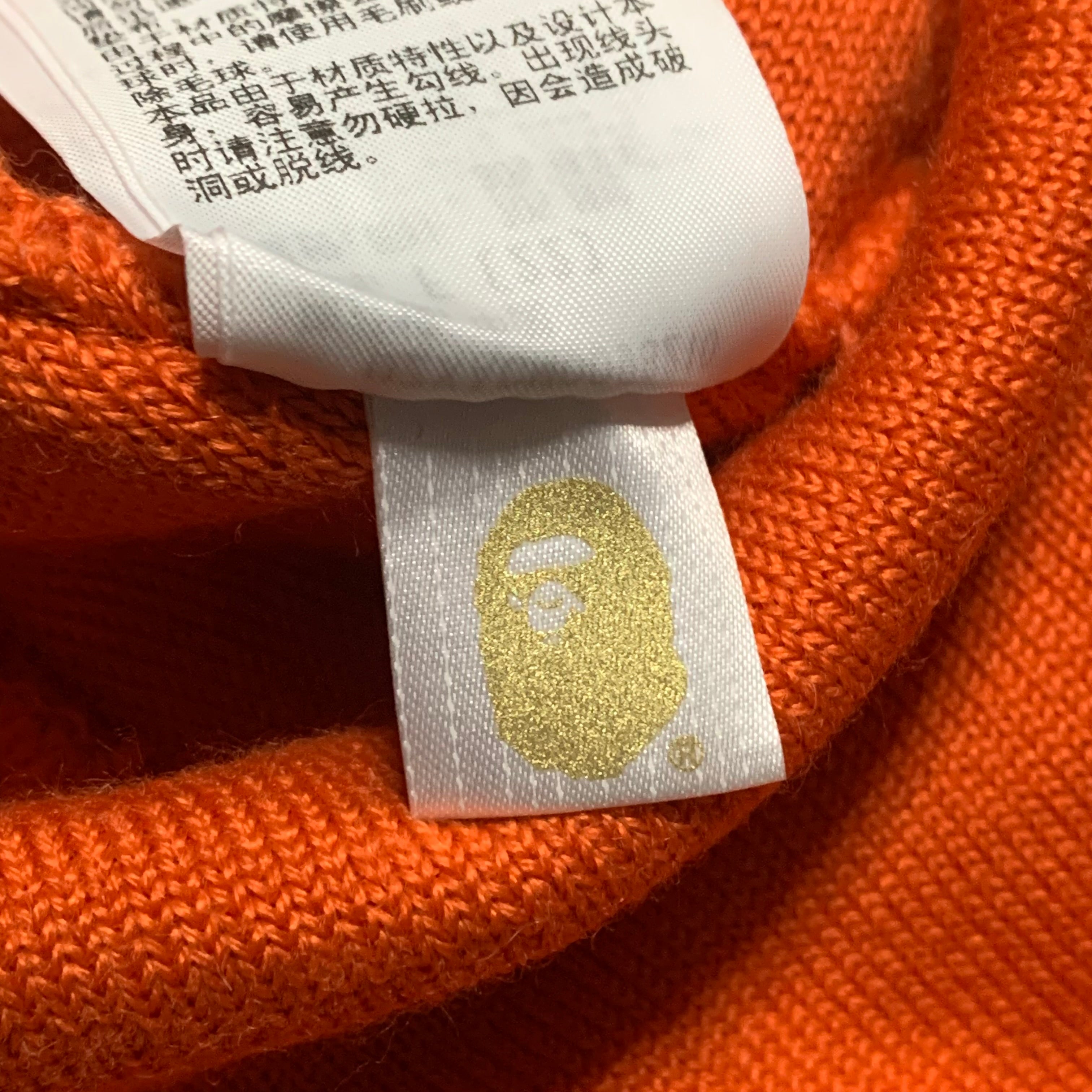 Bape Beanie Orange A Bathing Ape Logo Hat