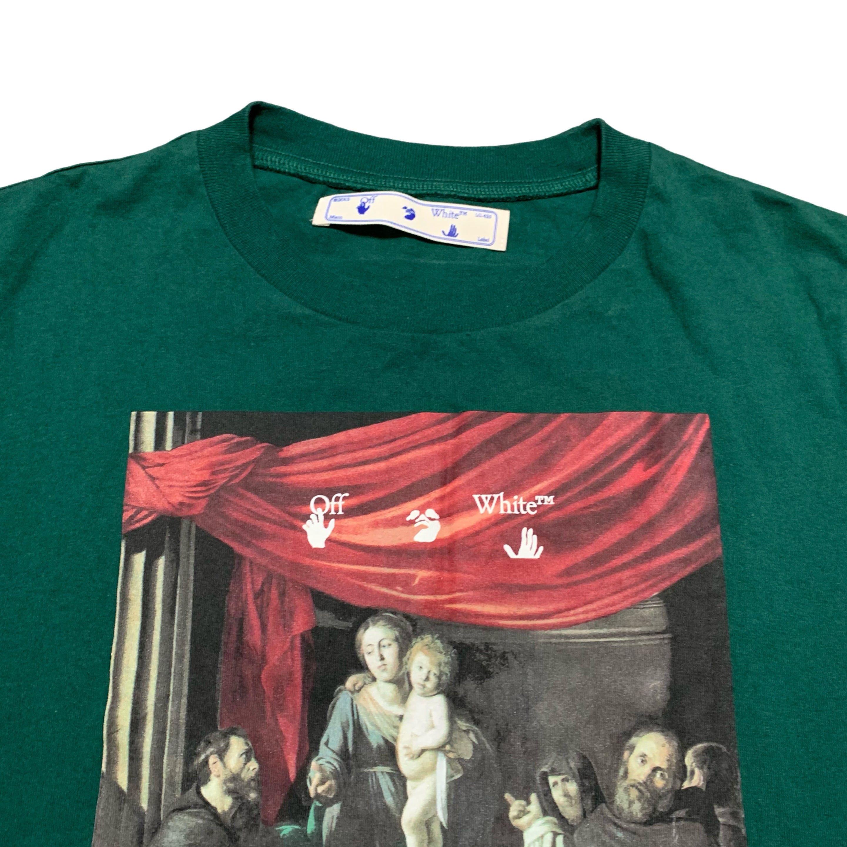 Off White Small Caravaggio Graphic Green Tee Virgil Abloh
