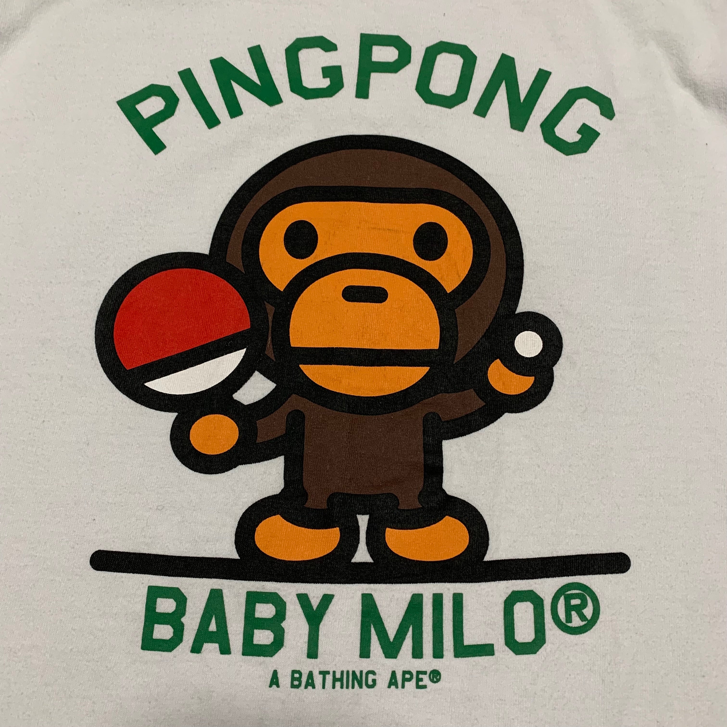 Bape Large Baby Milo Ping Pong White Tee A Bathing Ape