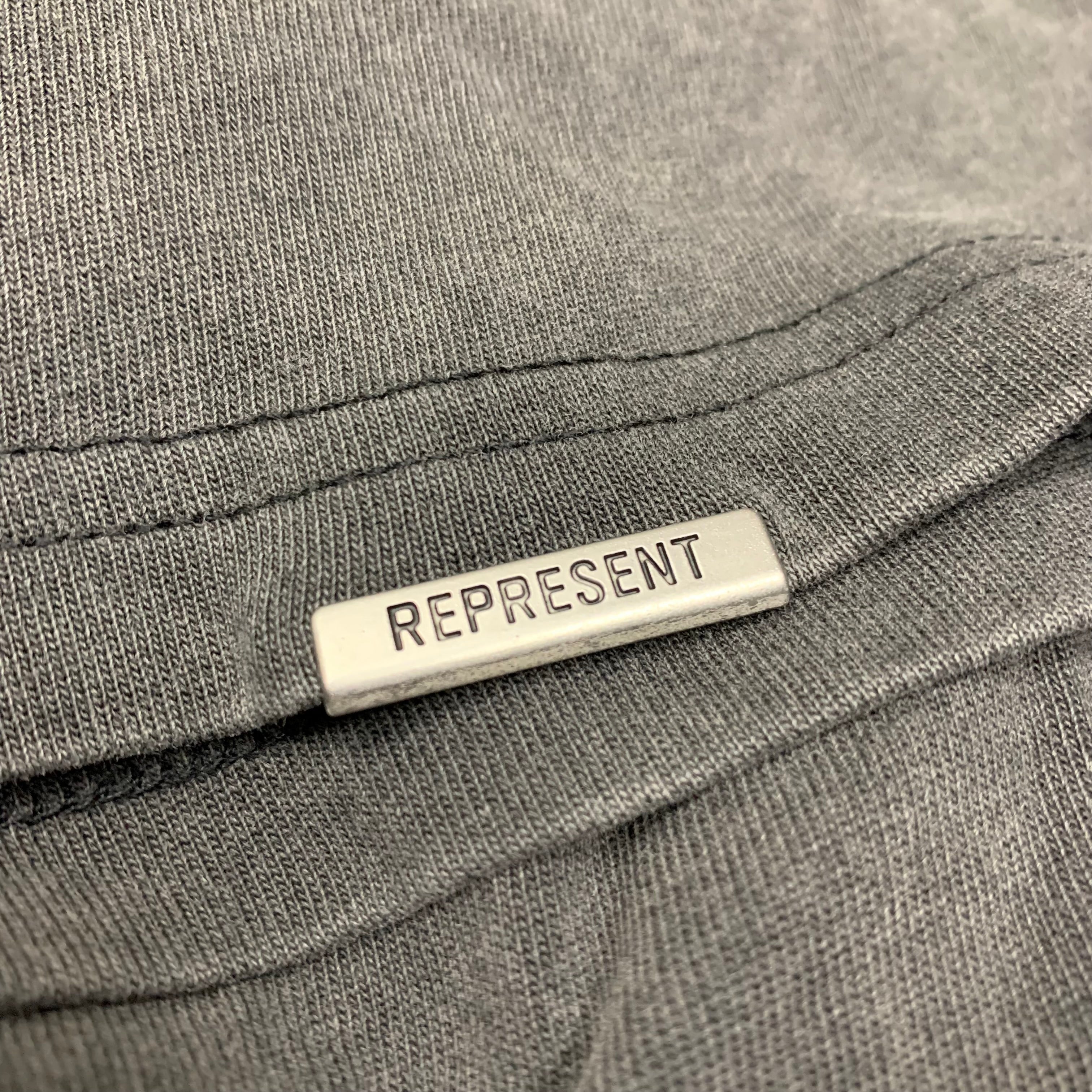 Represent Medium Tee Owners Club Yellow Font Vintage Grey T-Shirt