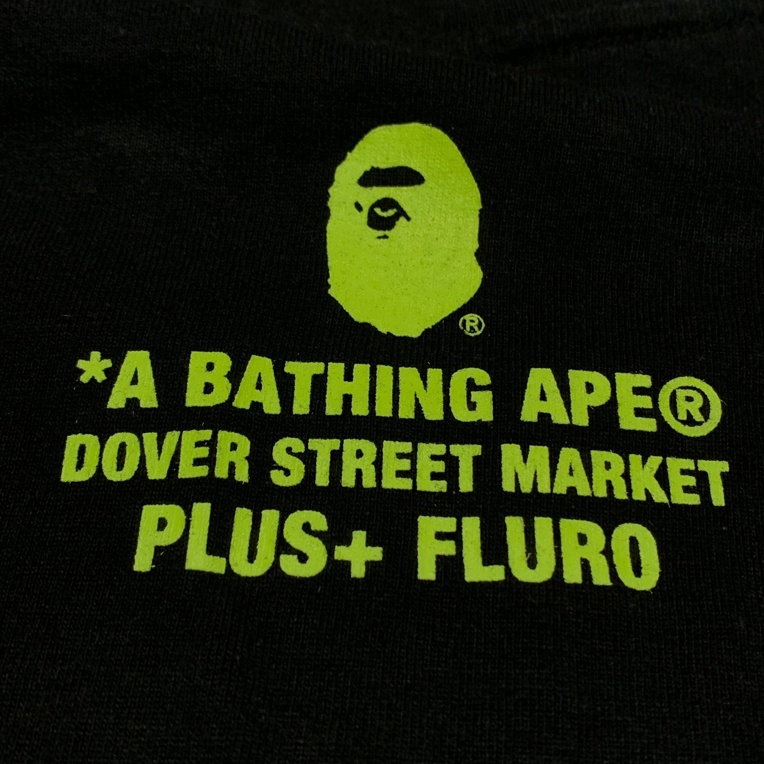 Bape XL Dover Street Market Plus Fluro Graphic Black Tee A Bathing Ape