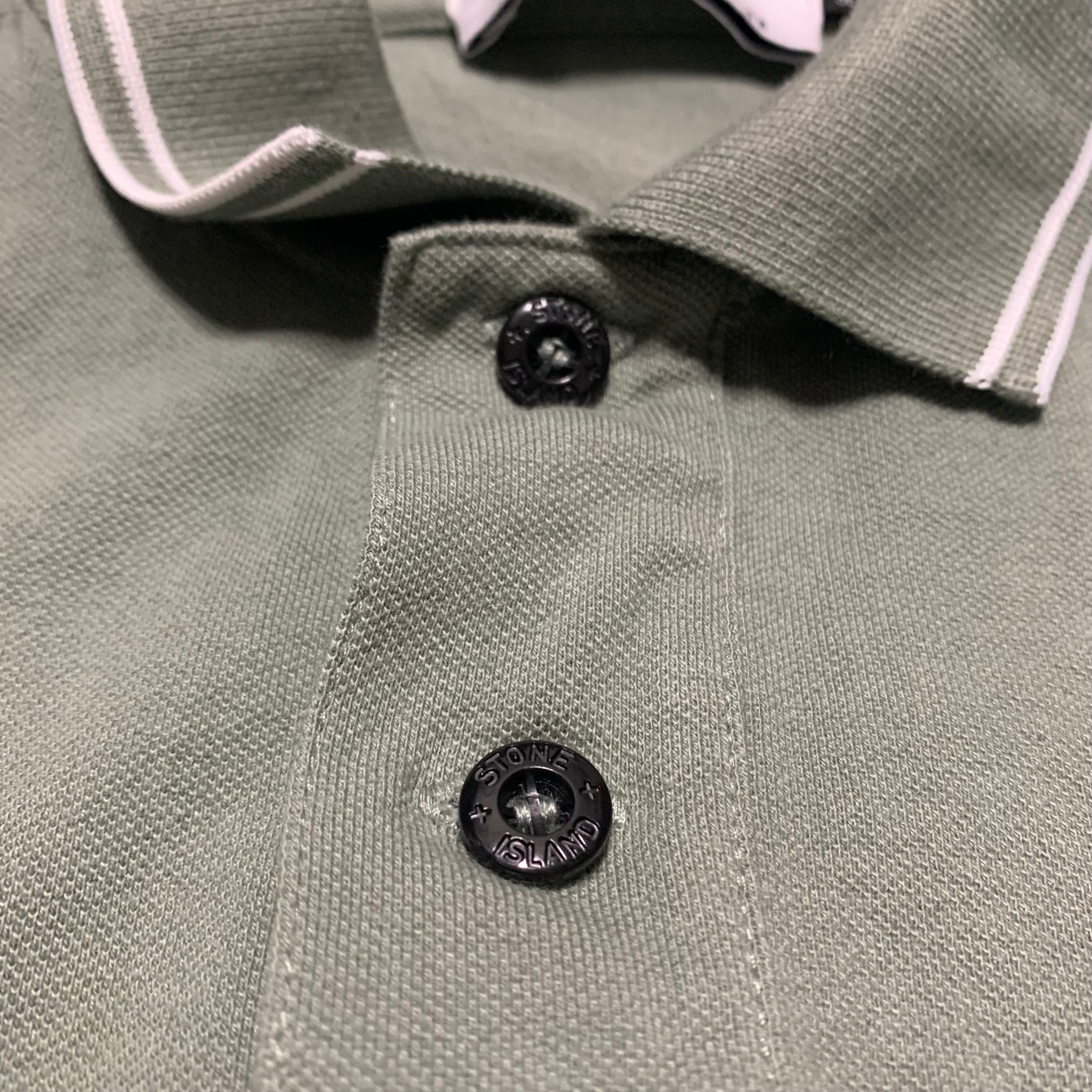 Stone Island Medium Polo Khaki Green Shirt Top Slim Fit 2023